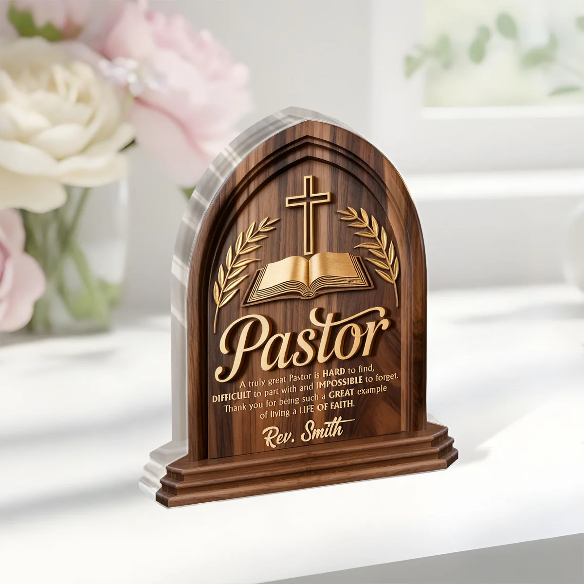 A Truly Great Pastor - Personalized Custom Shaped Acrylic Plaque - Gift For Christian - Image 4
