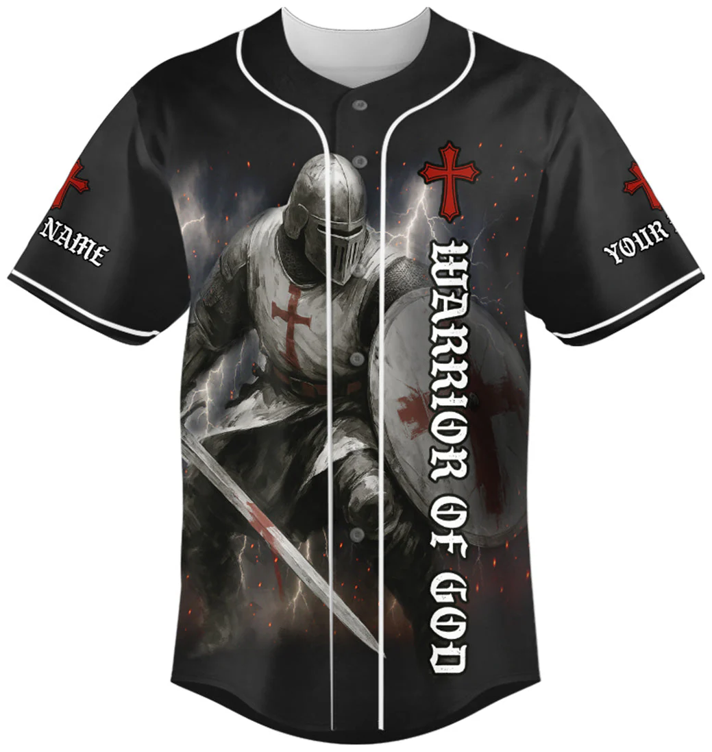 A Warrior Of Christ Custom Name Baseball Jersey - Christant Gift For Him - Image 2