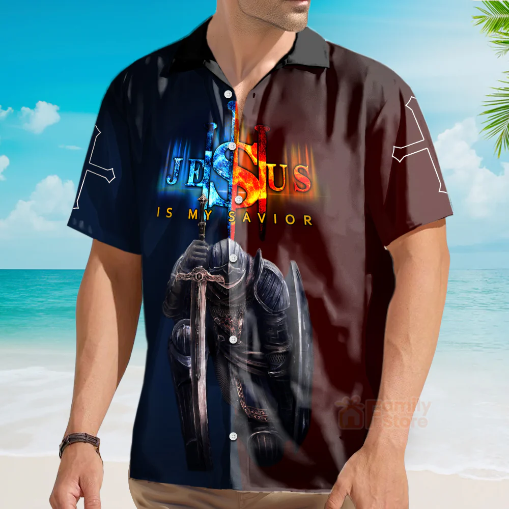 A Warrior Of Christ Templar Knight Christian Hawaiian Shirt - Image 3