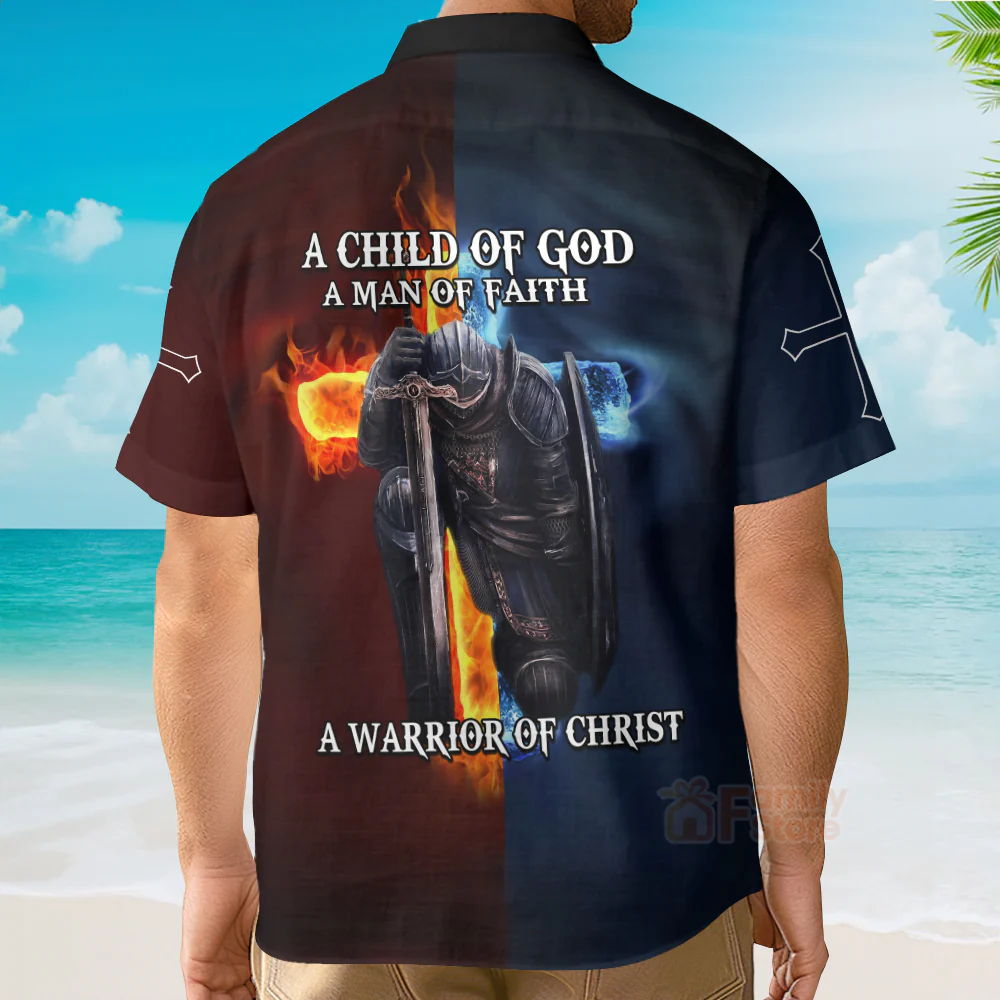 A Warrior Of Christ Templar Knight Christian Hawaiian Shirt - Image 4