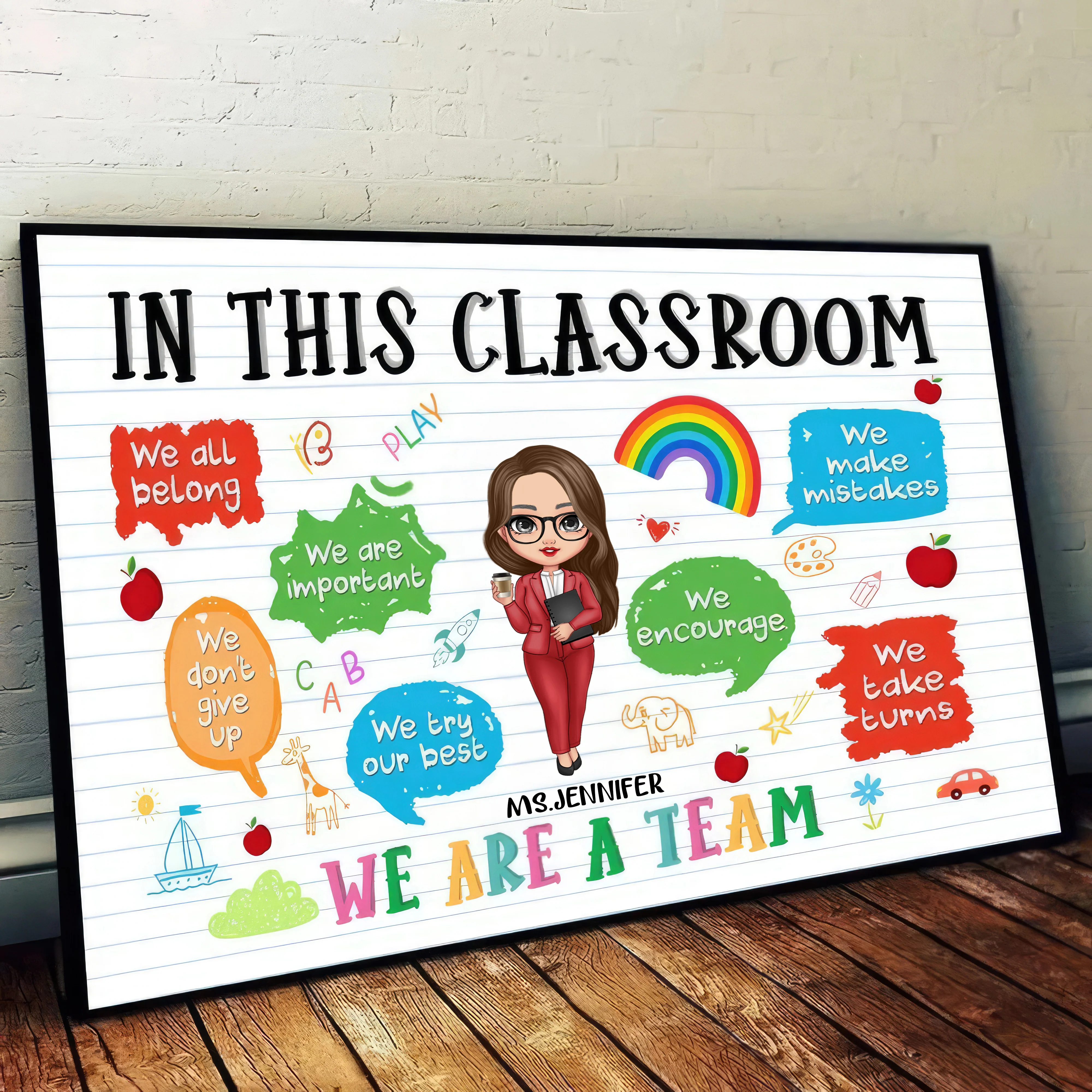 Adorable Teacher - Personalized Poster, Gift For Teacher, Back To School, Teacher Classroom Decor | CLTC01 PT - Image 4