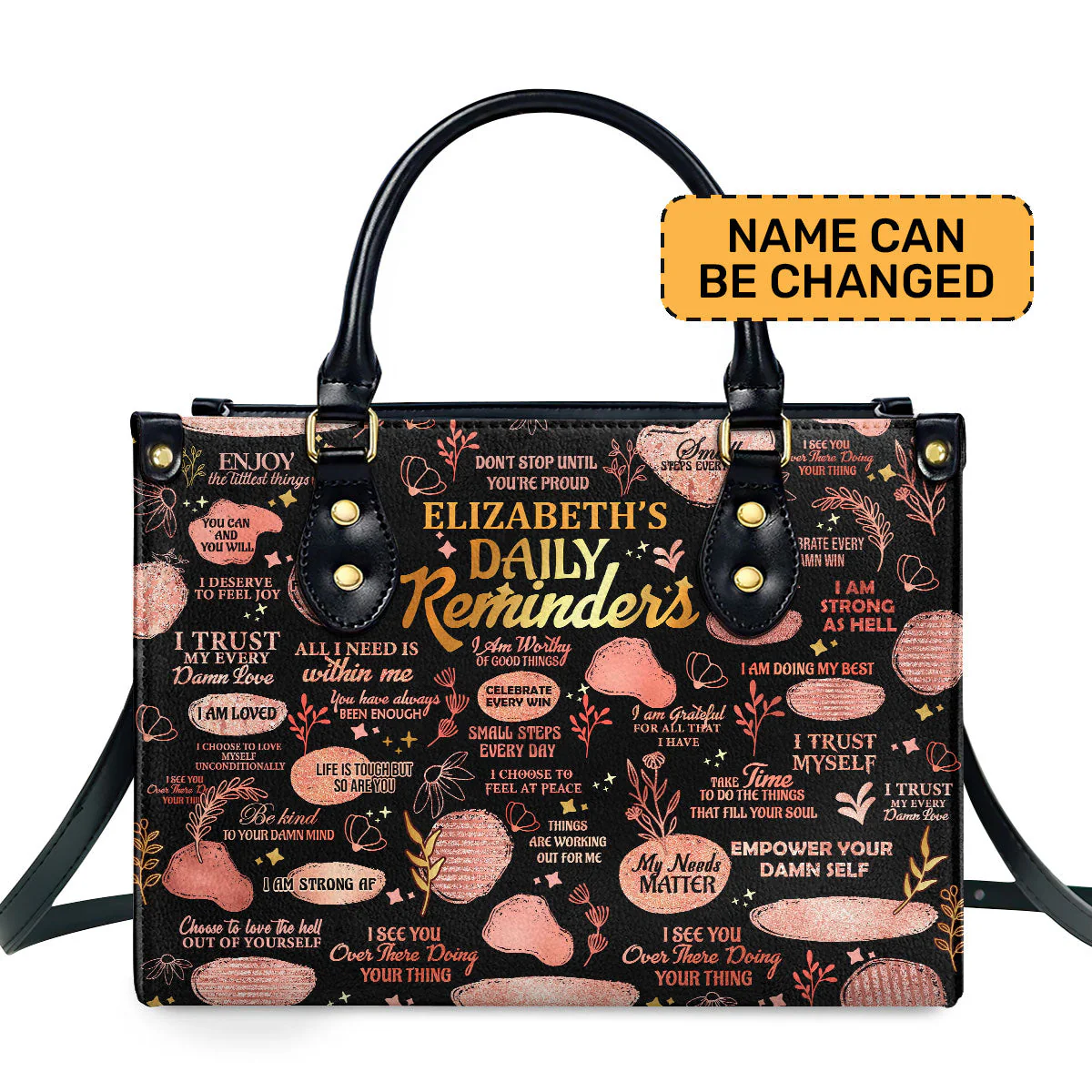 Affirmation Daily Reminders - Personalized Leather Handbag - Inspirational Gift For Women HD95