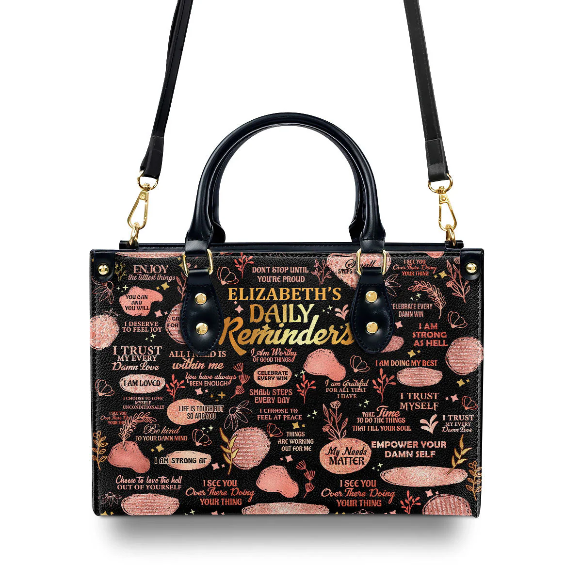 Affirmation Daily Reminders - Personalized Leather Handbag - Inspirational Gift For Women HD95 - Image 4