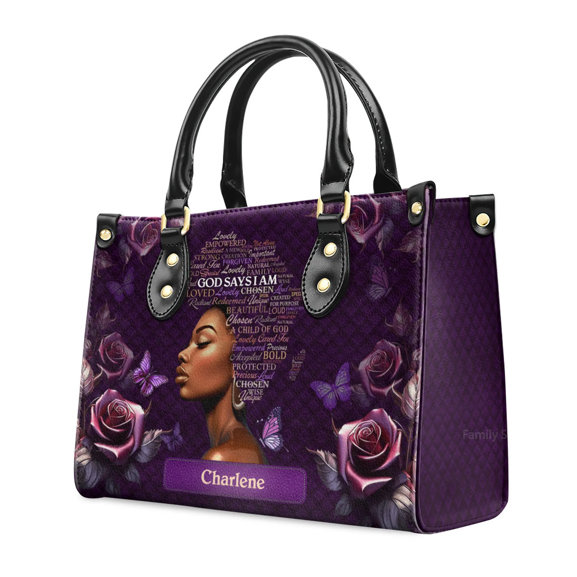Africa Map - Thoughtful Gift For Christians - Personalized Leather Handbag With Handle - AT4080944 - Image 3