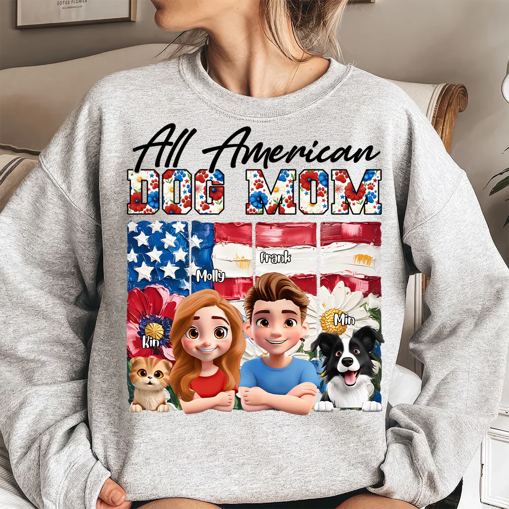 All American Dog Mom - Personalized T-shirt - Patriotic Gift For Family, Pet Lovers | CLP16 HN02 - Image 5