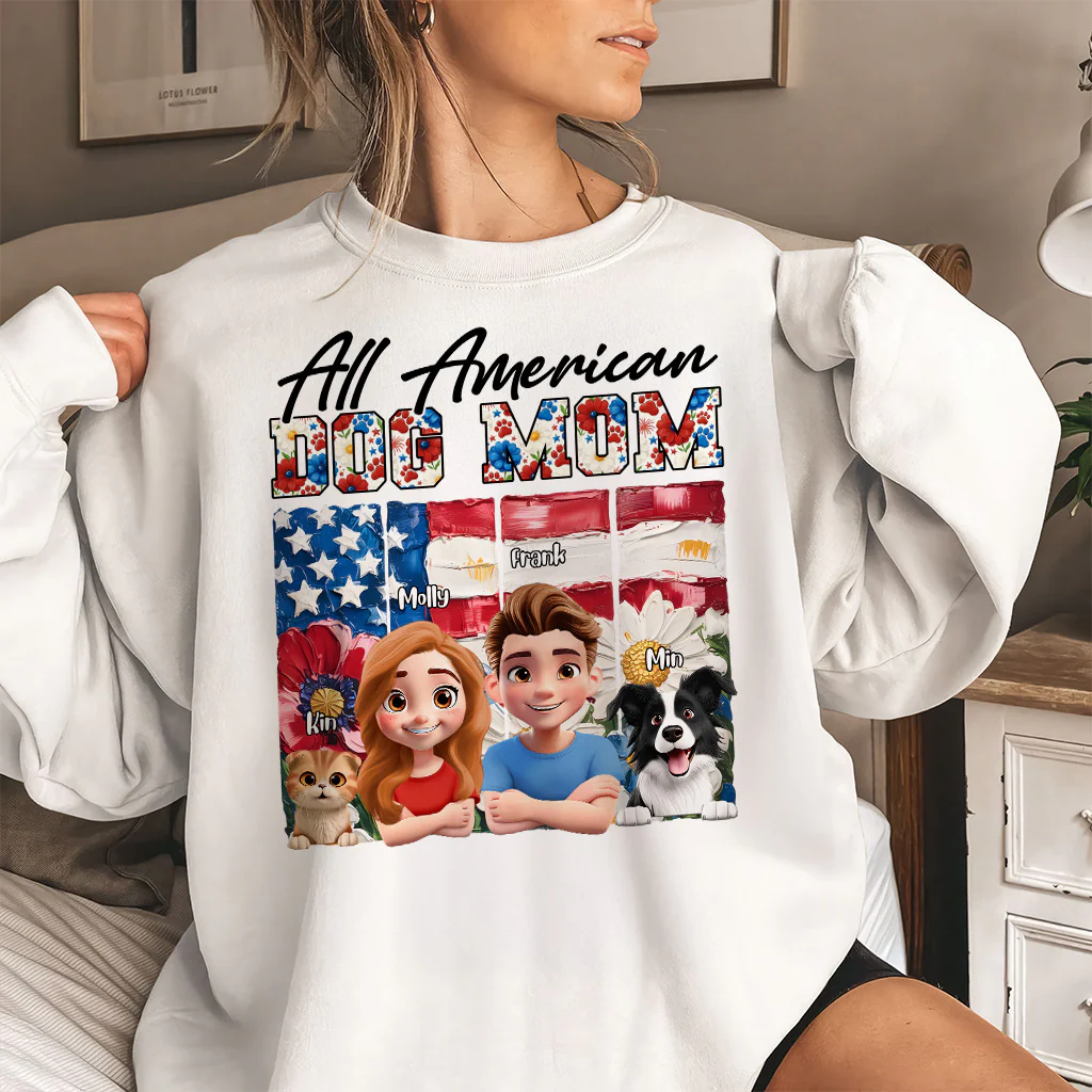 All American Dog Mom - Personalized T-shirt - Patriotic Gift For Family, Pet Lovers | CLP16 HN02 - Image 6