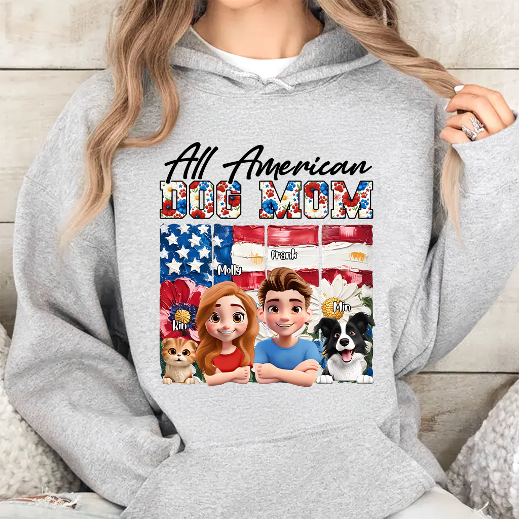 All American Dog Mom - Personalized T-shirt - Patriotic Gift For Family, Pet Lovers | CLP16 HN02 - Image 7