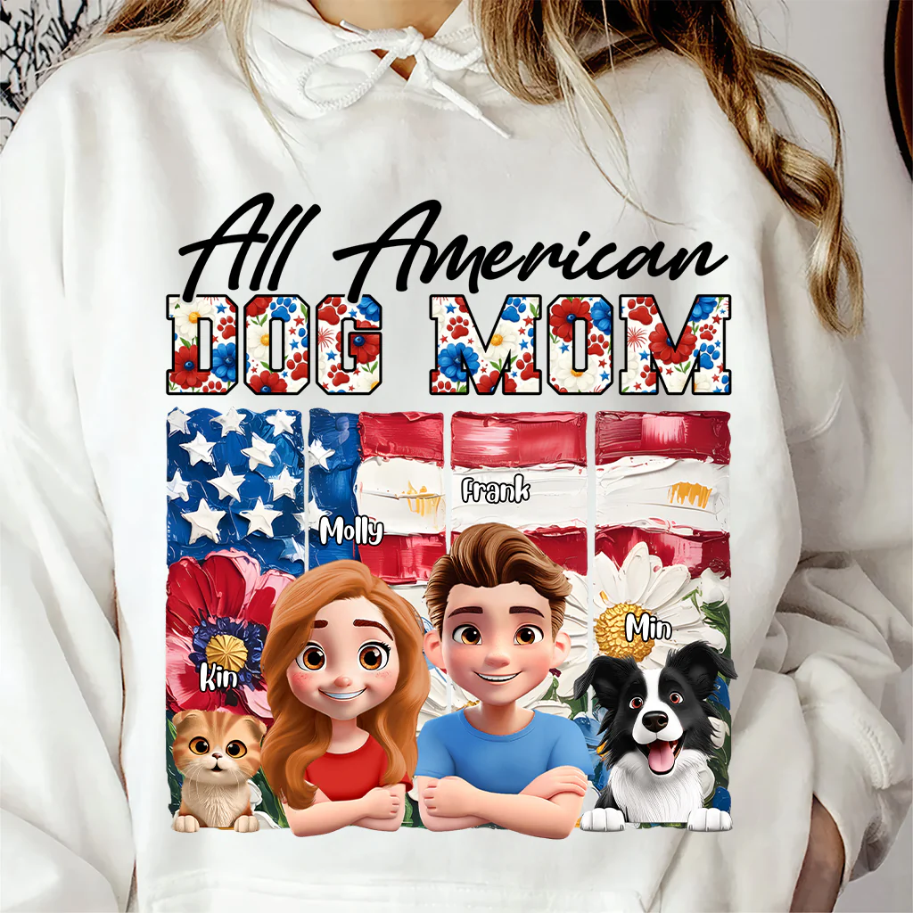 All American Dog Mom - Personalized T-shirt - Patriotic Gift For Family, Pet Lovers | CLP16 HN02 - Image 8