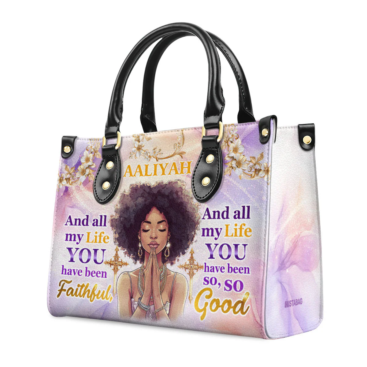 All My Life Faithful So Good - Custom Name Leather Handbag - Christian Gift For Black Queen HD95 - Image 5