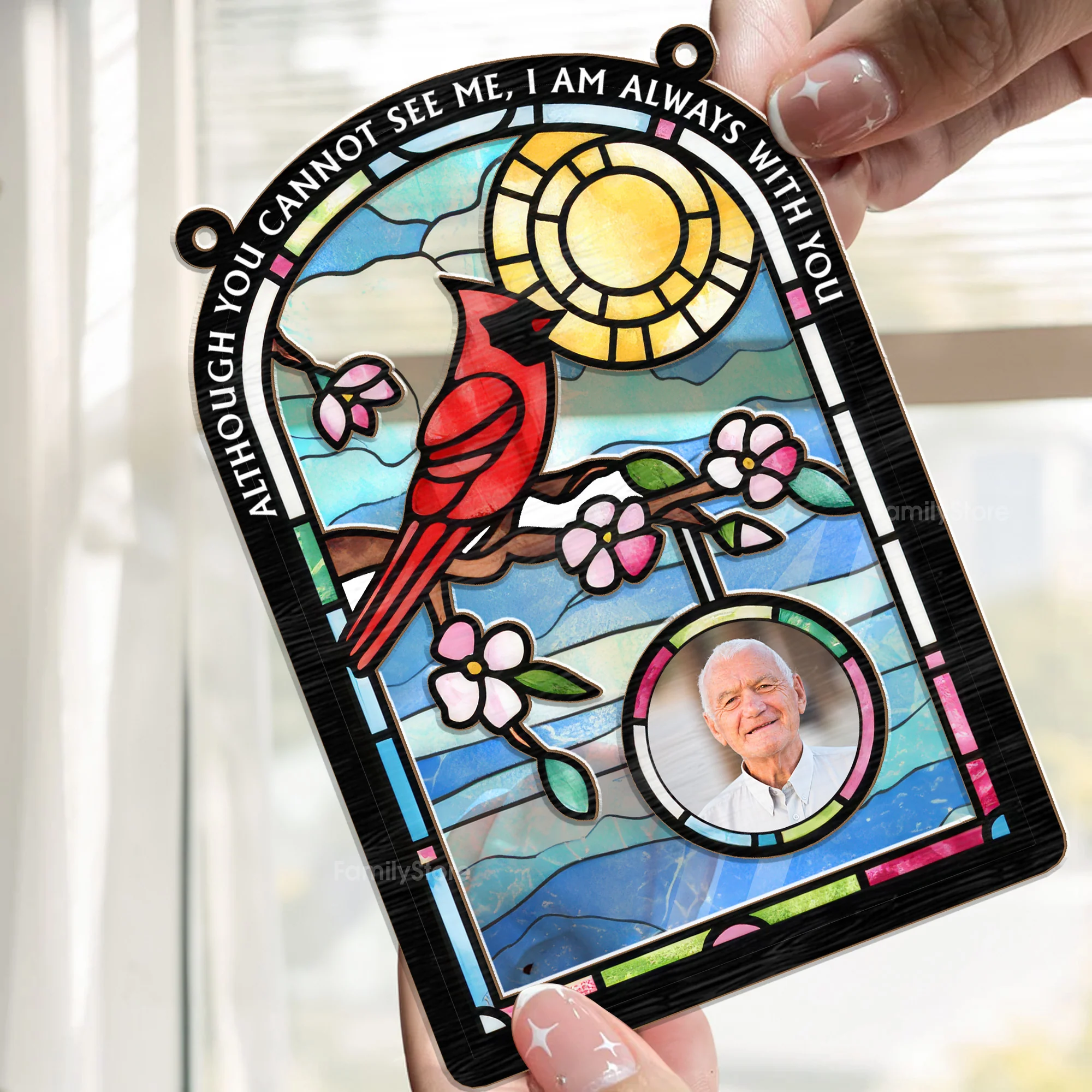 Although You Can't See Me, I Still With You As Always - Memorial Gift - Personalized Window Hanging Window Hanging Suncatcher Ornament  NA94 - Image 3