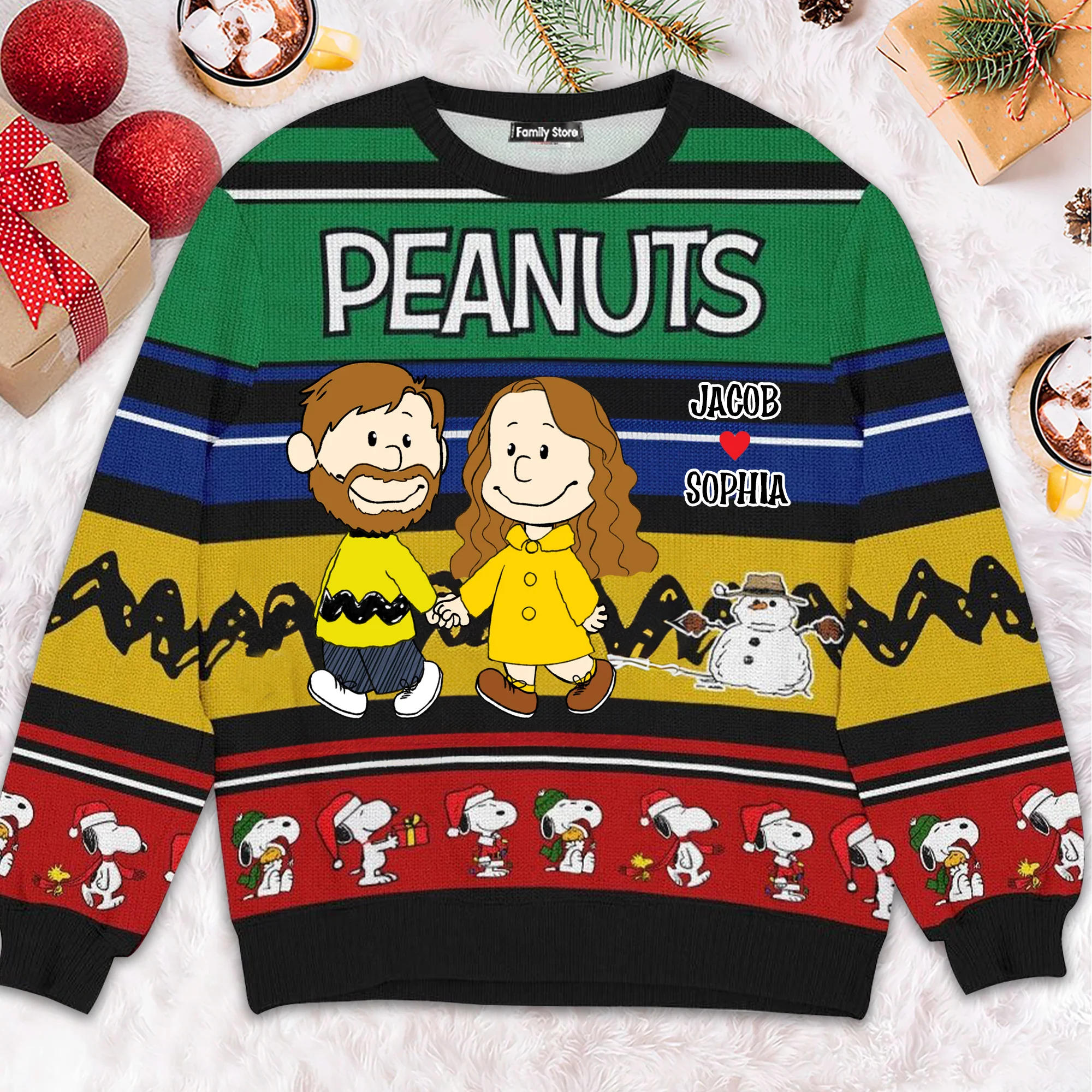 Peanut Always Be Together - Personalized Ugly Sweatshirt - Gift For Couple, Husband Wife, Anniversary CL43 NH96 - Image 2