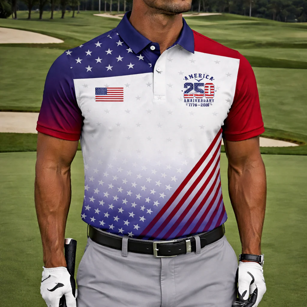 America 250 Anniversary - Personalized Polo Shirt - Gift For Dad, Grandpa, Golf Lovers