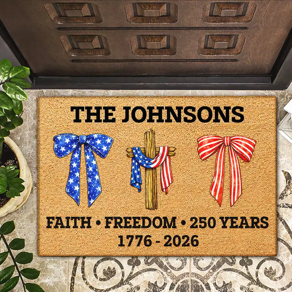 America 250 Years Of Faith Freedom - Personalized Doormat