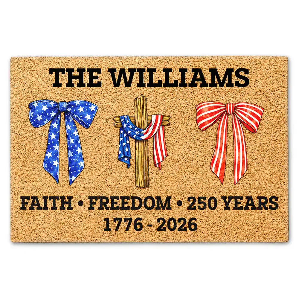 America 250 Years Of Faith Freedom - Personalized Doormat - Image 2