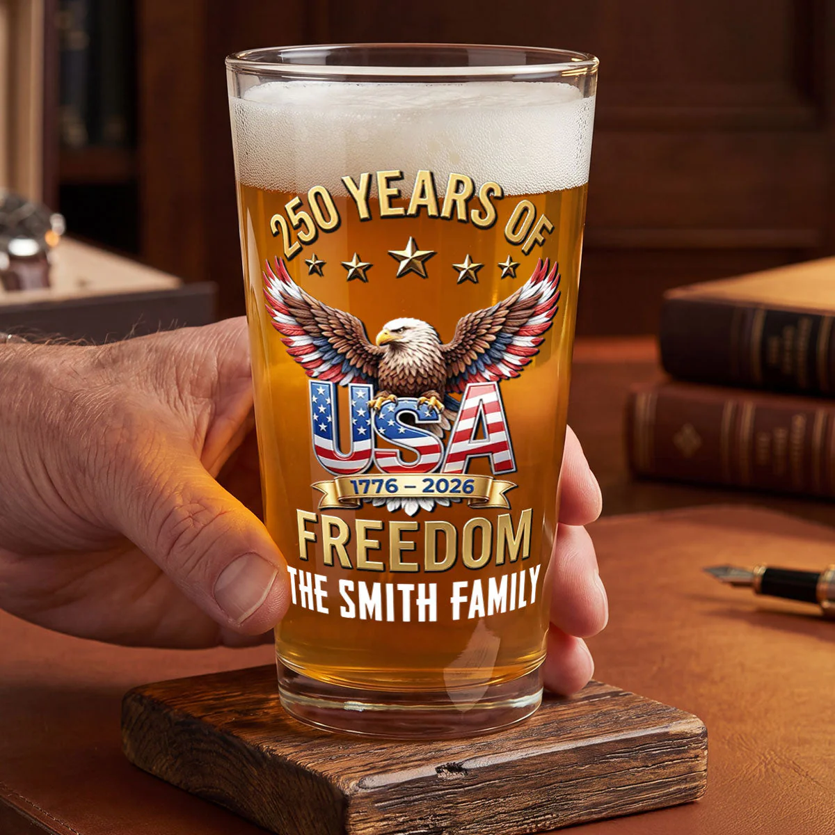 America 250th Anniversary -  Personalized Beer Glass - Gift For Patriots - Image 4