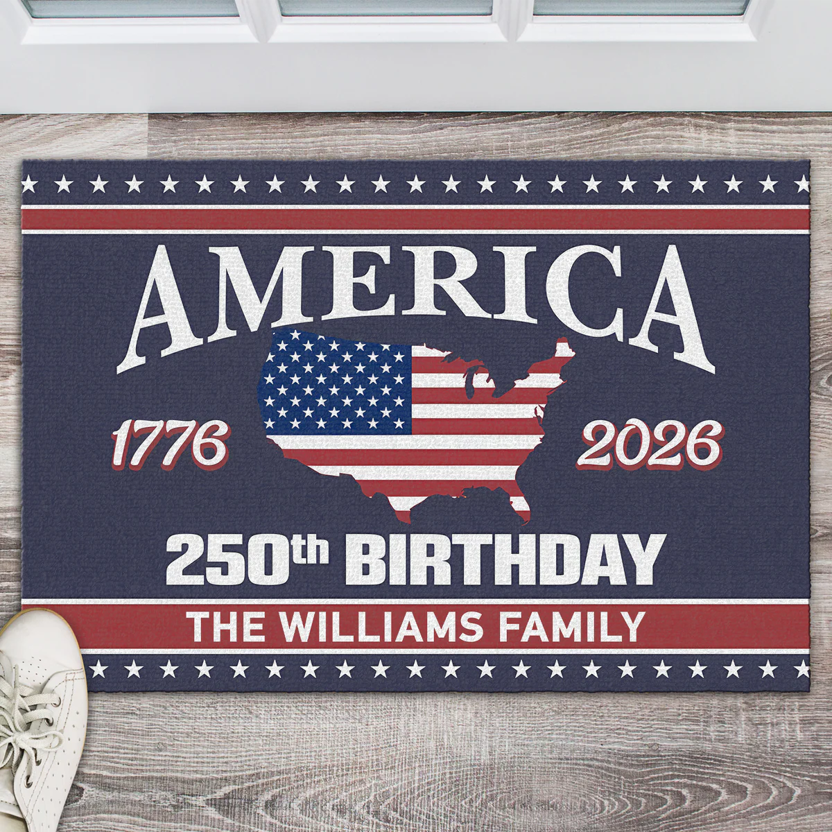 America 250th Anniversary - Personalized Doormat - Patriotic Gift For Family HN02