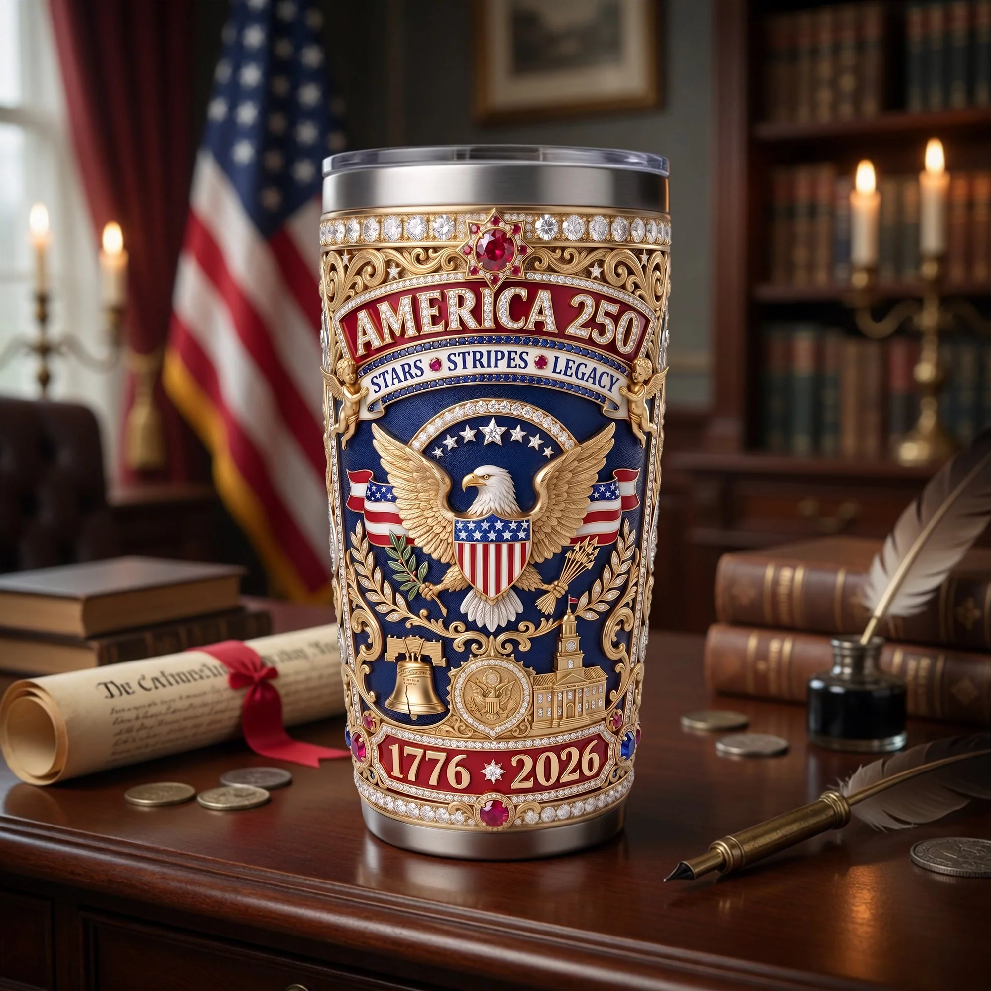 America 250th Anniversary - Personalized Tumbler - Gift For Patriotic