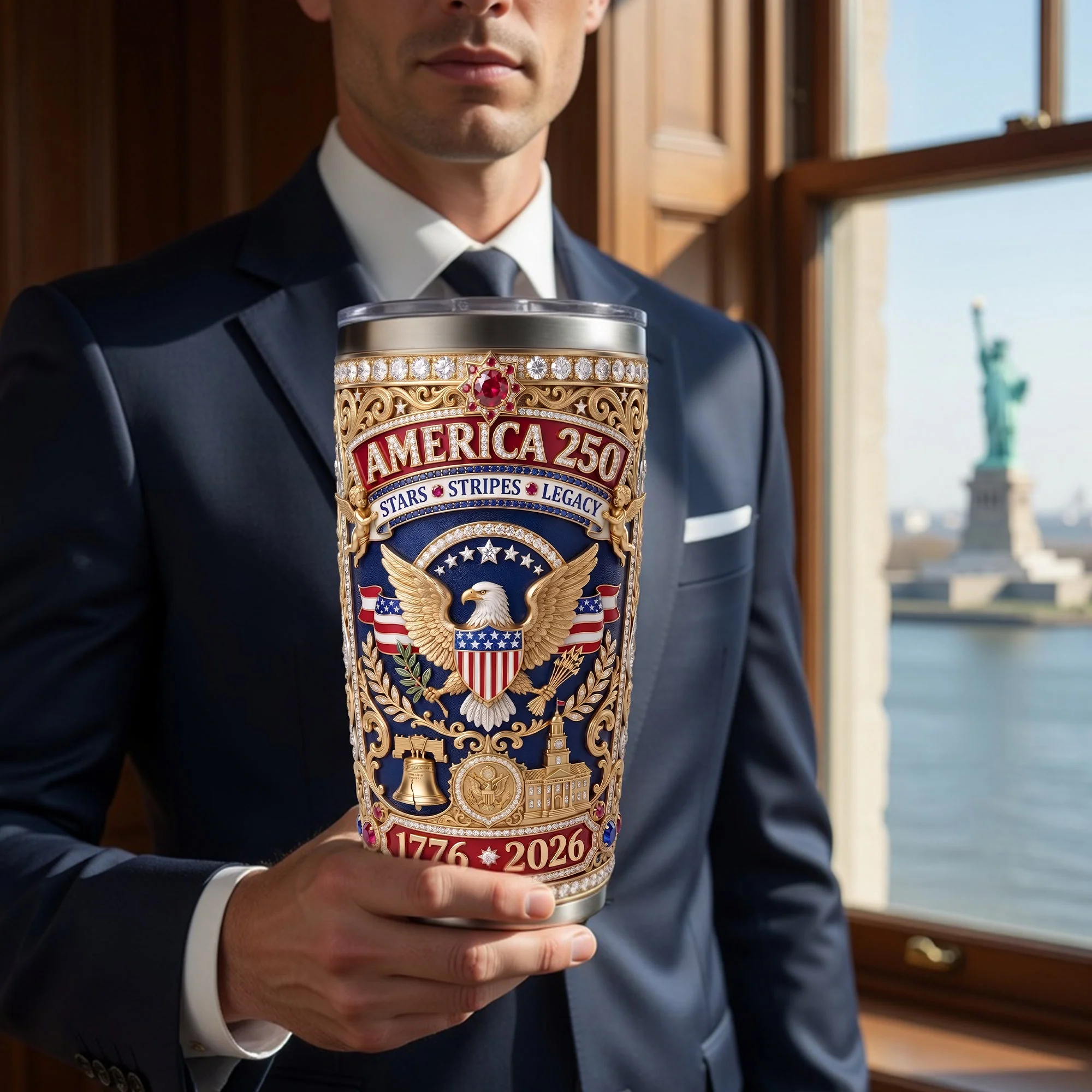 America 250th Anniversary - Personalized Tumbler - Gift For Patriotic - Image 2