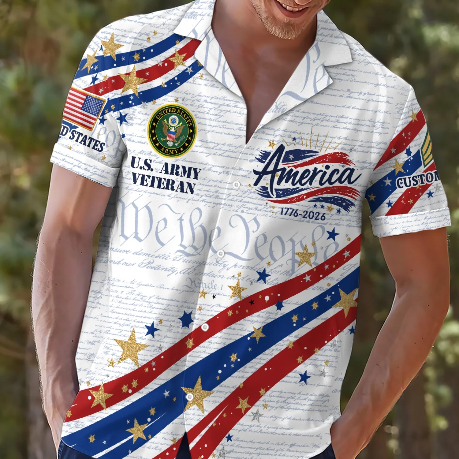 America 250th Anniversary U.S. Army Veteran - Personalized Hawaiian Shirt - Gift For Veterans | HN02 - Image 3