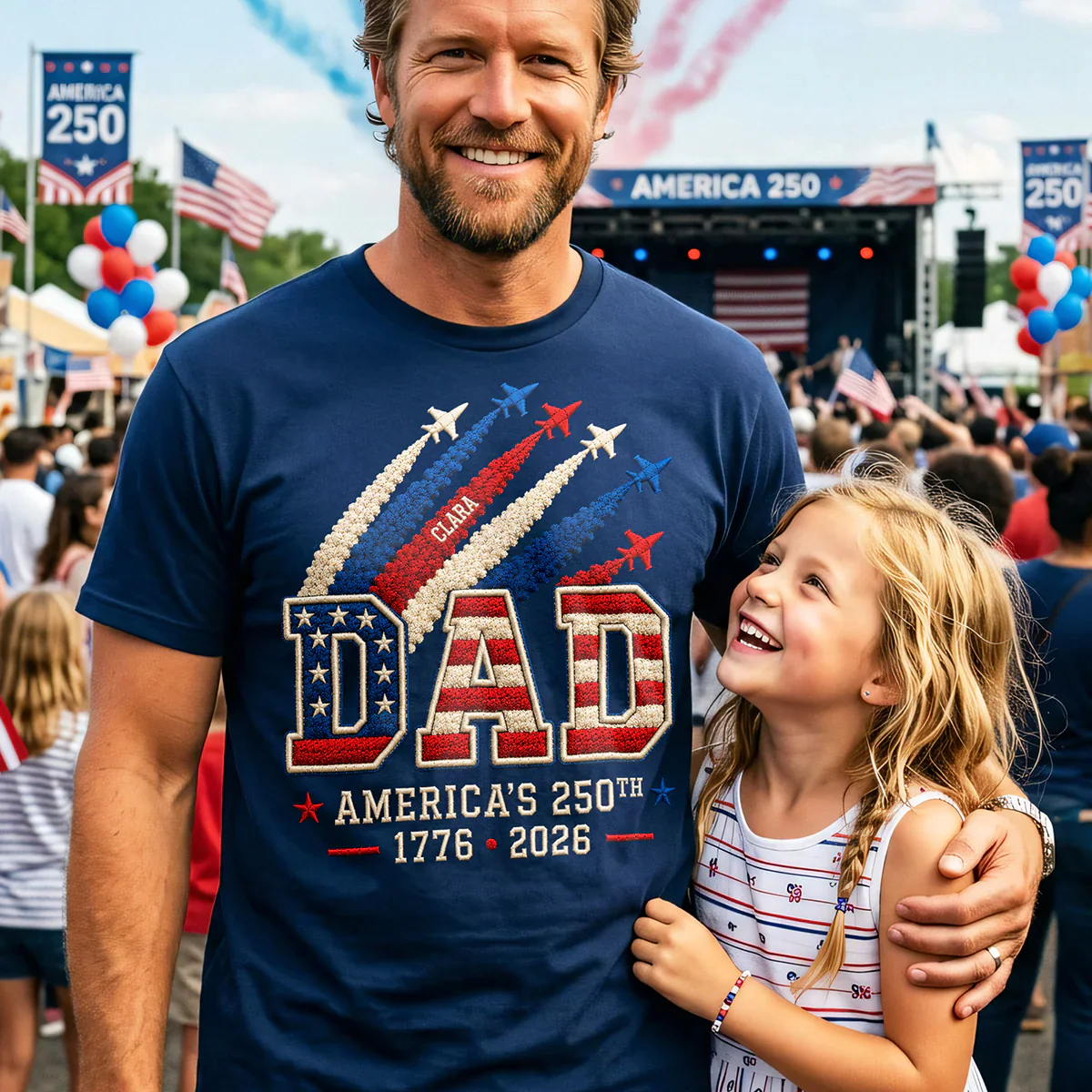 America 250th Dad - Personalized Shirt - Patriotic Gift For Dad