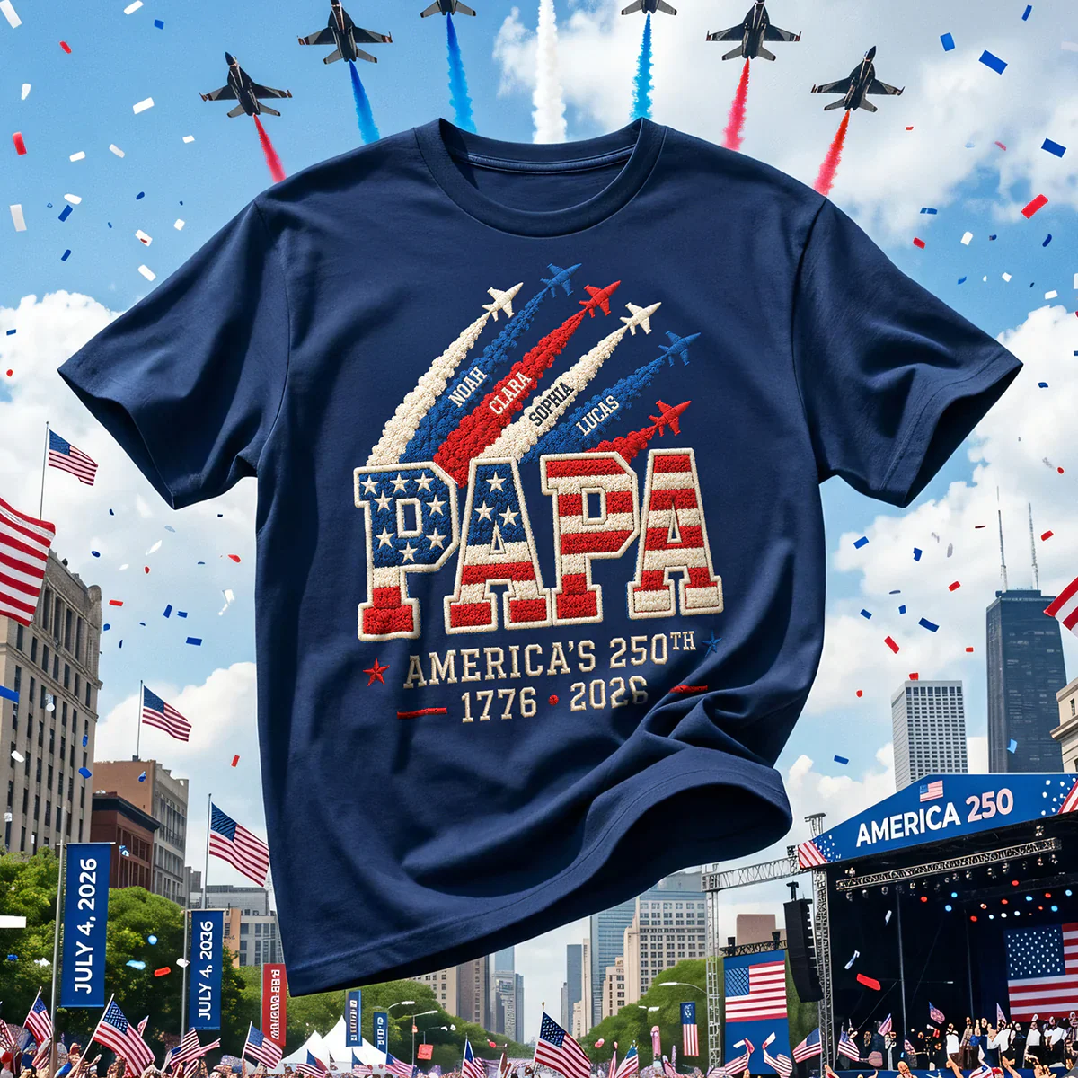 America 250th Dad - Personalized Shirt - Patriotic Gift For Dad - Image 2