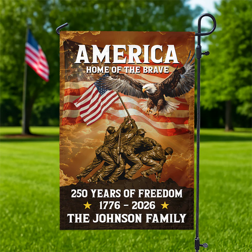 America Home Of The Brave - Personalized Flag - Patriotic Gift For Family, Veterans & Military HN02 - Image 4