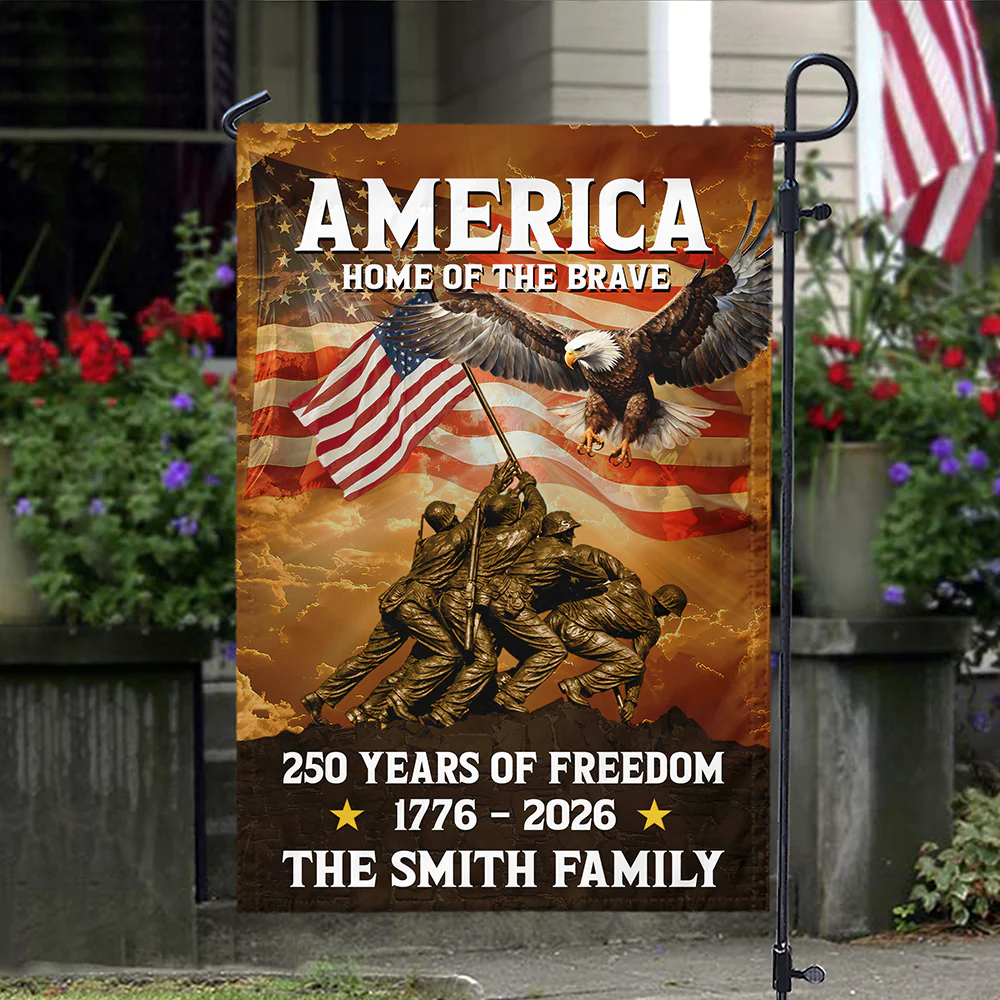 America Home Of The Brave - Personalized Flag - Patriotic Gift For Family, Veterans & Military HN02 - Image 7