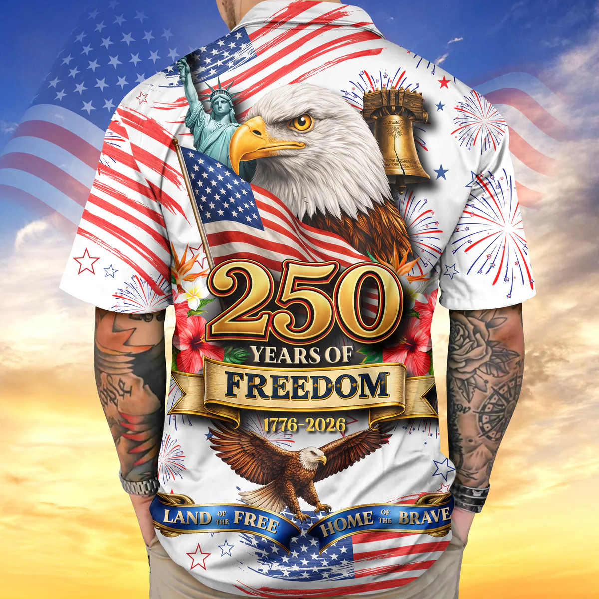 America Land 250 Years of Freedom - Personalized Hawaiian Shirt - Gift for Dad, Husband, Grandpa | HN02 - Image 2