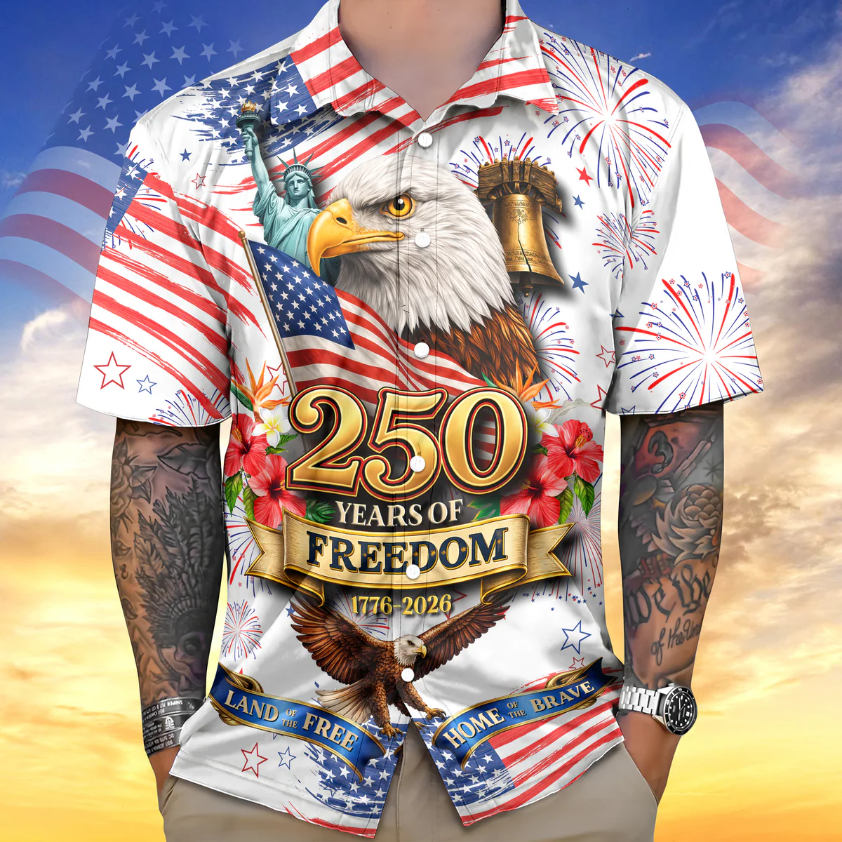 America Land 250 Years of Freedom - Personalized Hawaiian Shirt - Gift for Dad, Husband, Grandpa | HN02 - Image 4