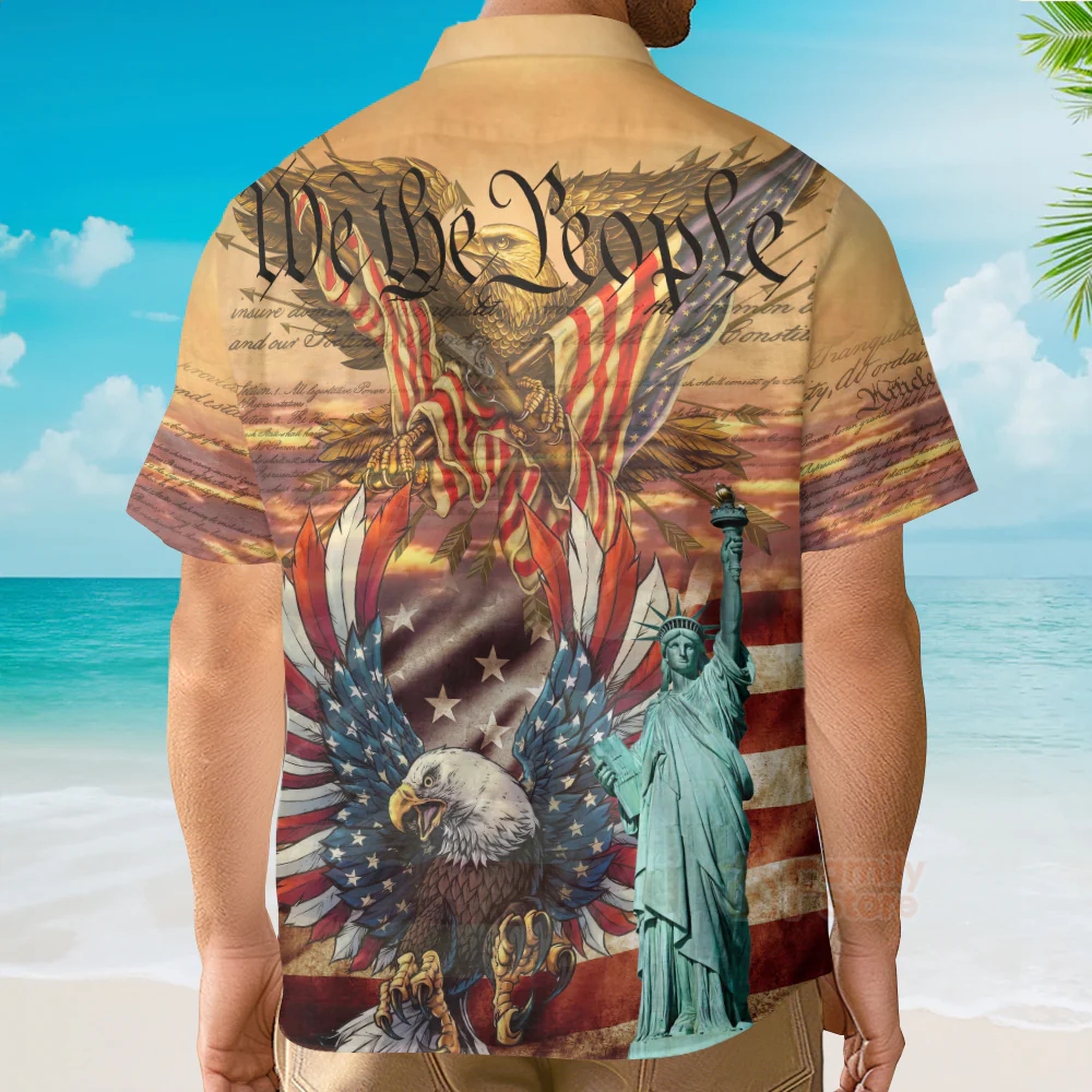 America Patriotism Eagle - Hawaiian Shirt - Image 3