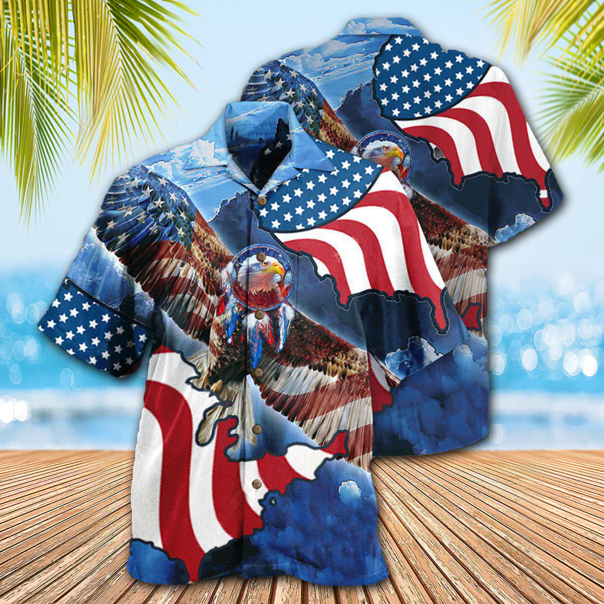 America Special Patriotic Eagle Hawaiian Shirt - Image 2