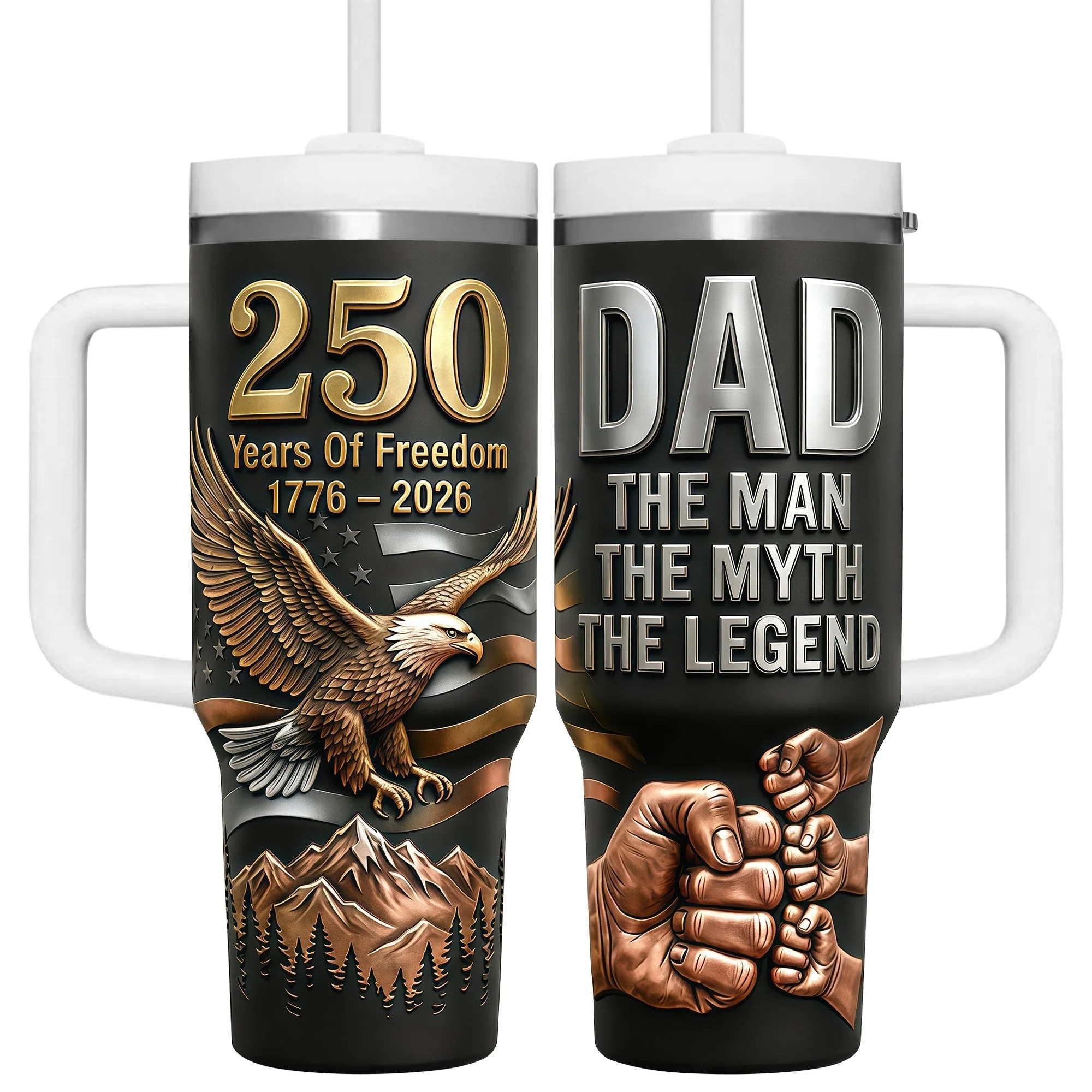 American  250 Years of Freedom With Eagle Patriotic - Personalized Tumbler - Gifts For Dad - Image 4
