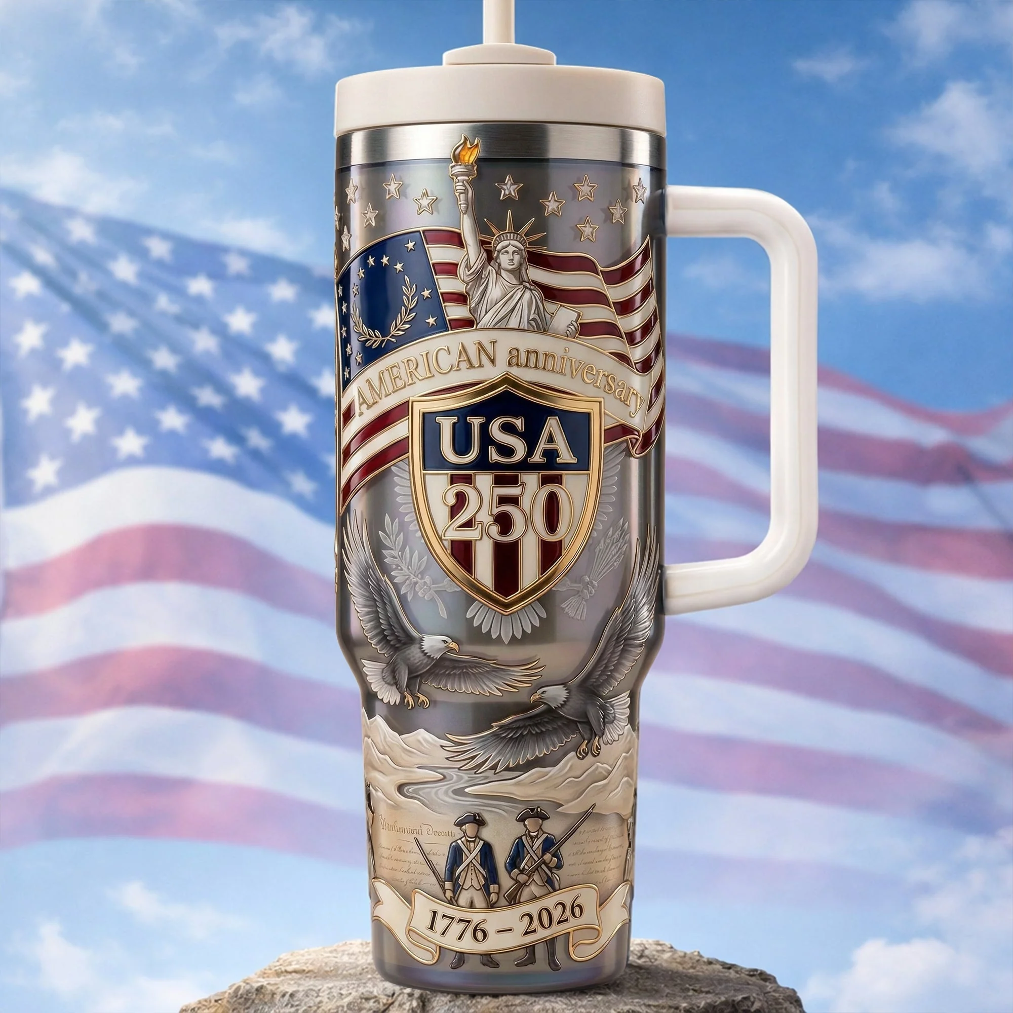 American Anniversary USA 250th - Personalized Tumbler - Gift For Patriotic | HN02 - Image 4