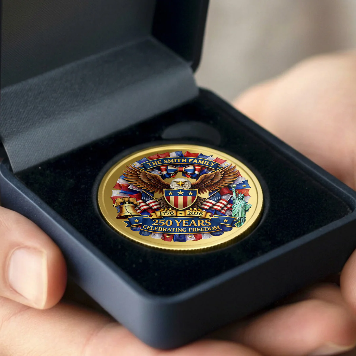American Eagle 250 Years Celebrating Freedom - Personalized Commemorative Coin - Gifts For Patriotic Family - Image 6