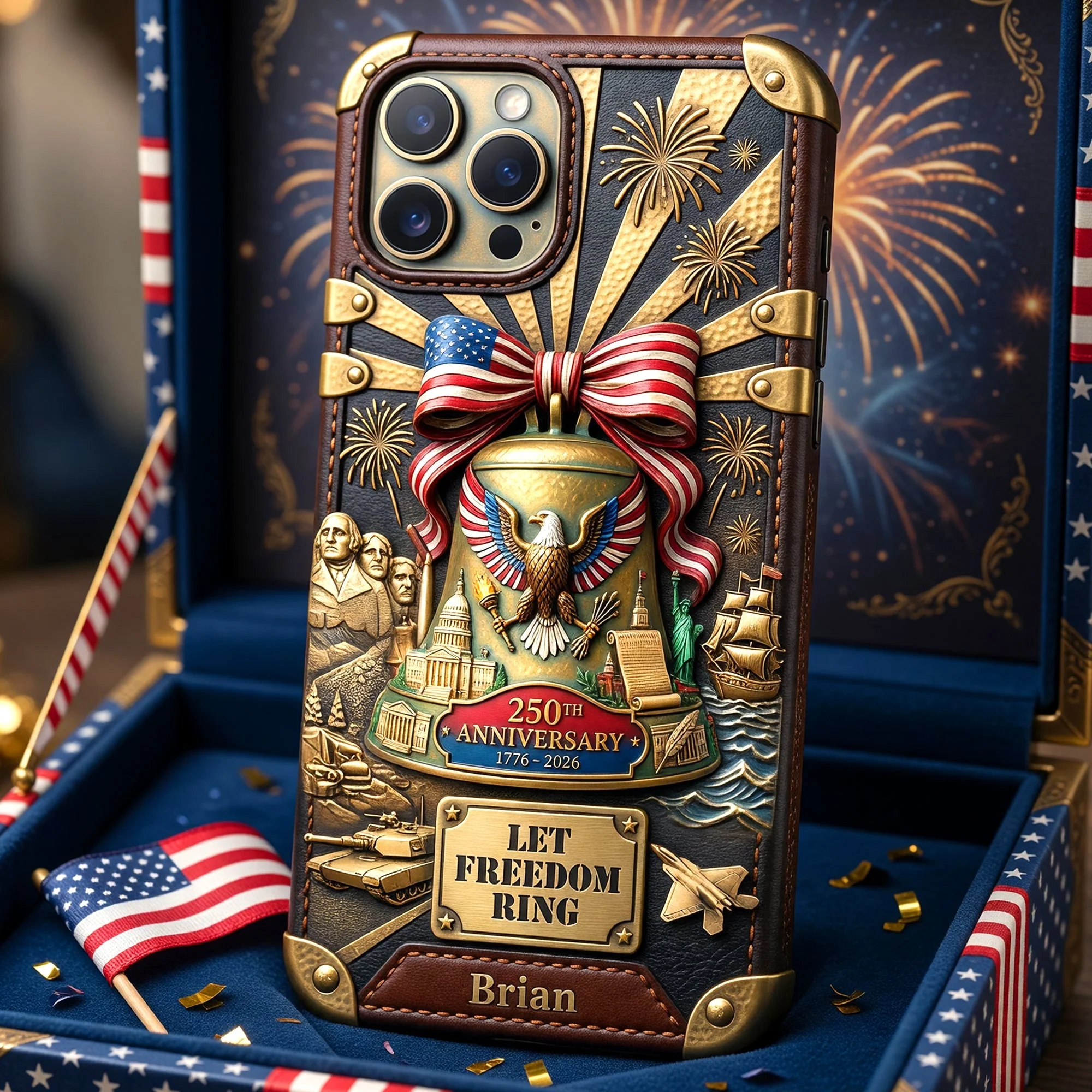 American Eagle Liberty 250th Anniversary Let Freedom Ring - Personalized Phone Case - Gift For Patriots - Image 2
