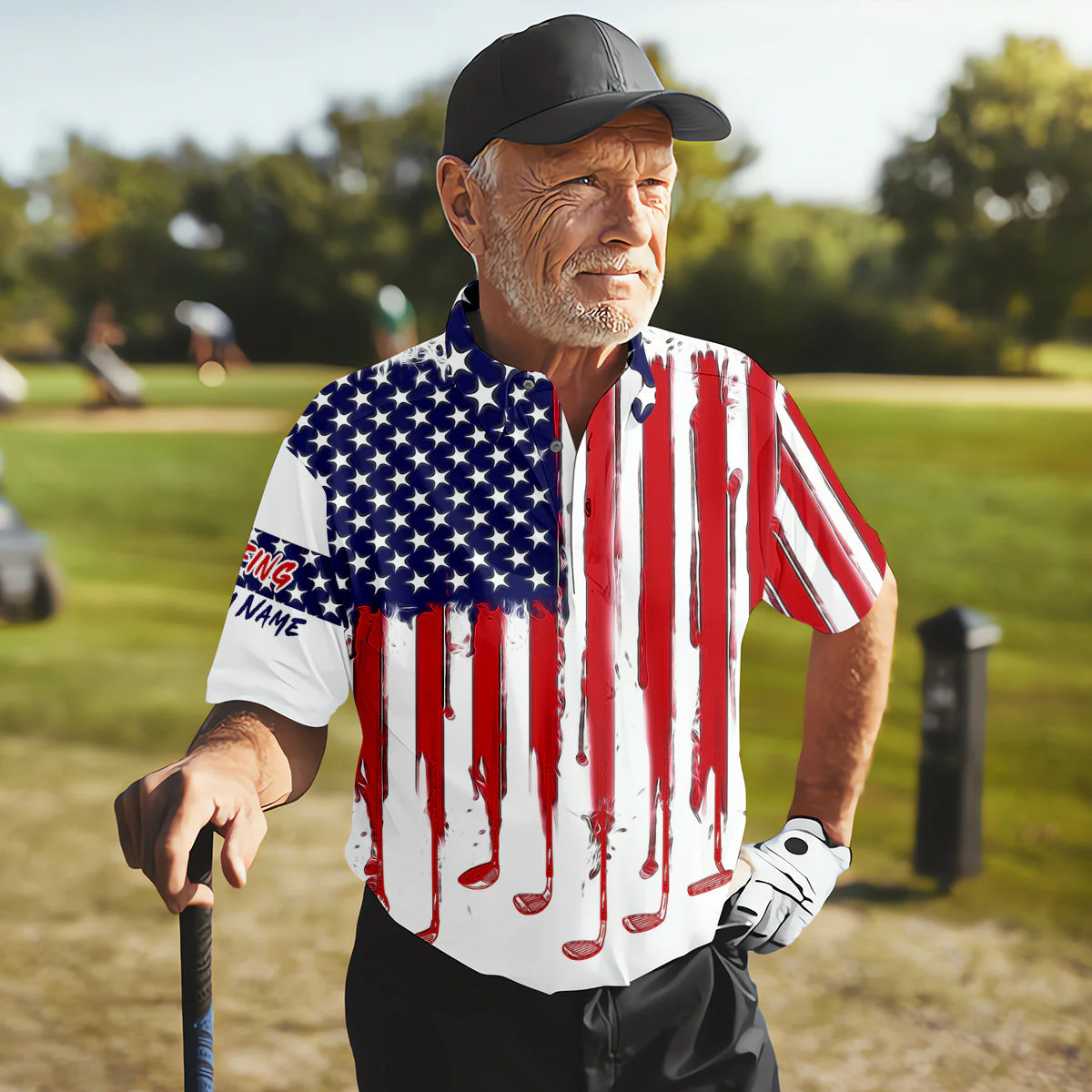 American Flag 250 Anniversary - Personalized Golf Polo Shirt - Gift For Dad, Grandpa, Golf Lovers - Image 2