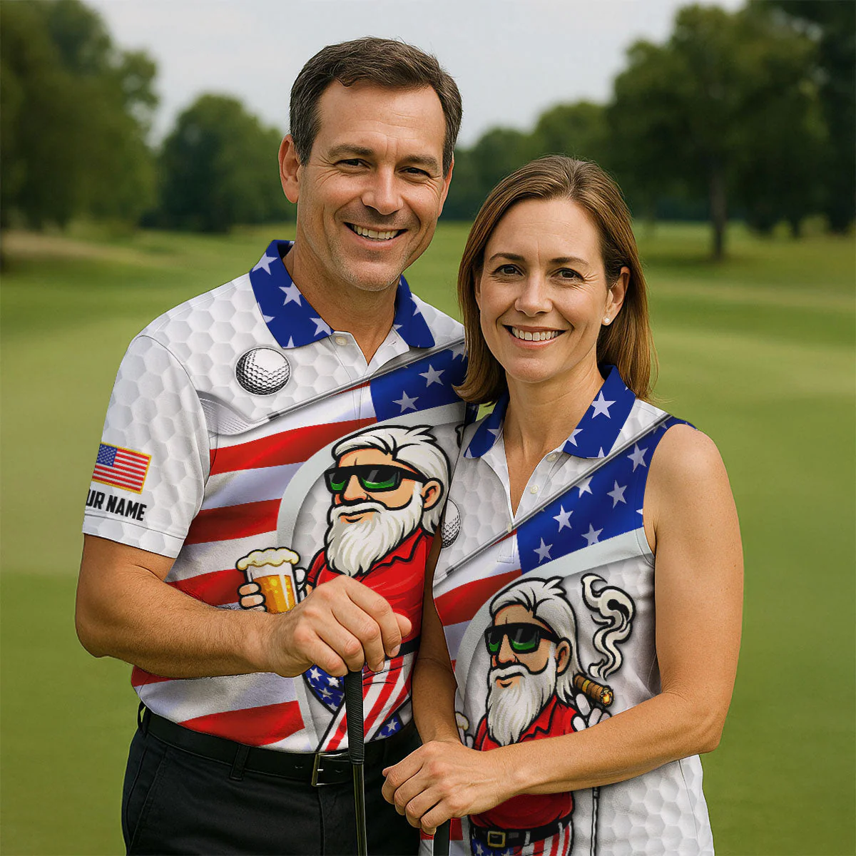 American Flag Swing Swear Drink Repeat Golf And Beer Patriotic Man - Personalized Polo Shirt - Gift For Dad, Grandpa, For Golf And Beer Lovers - Image 4