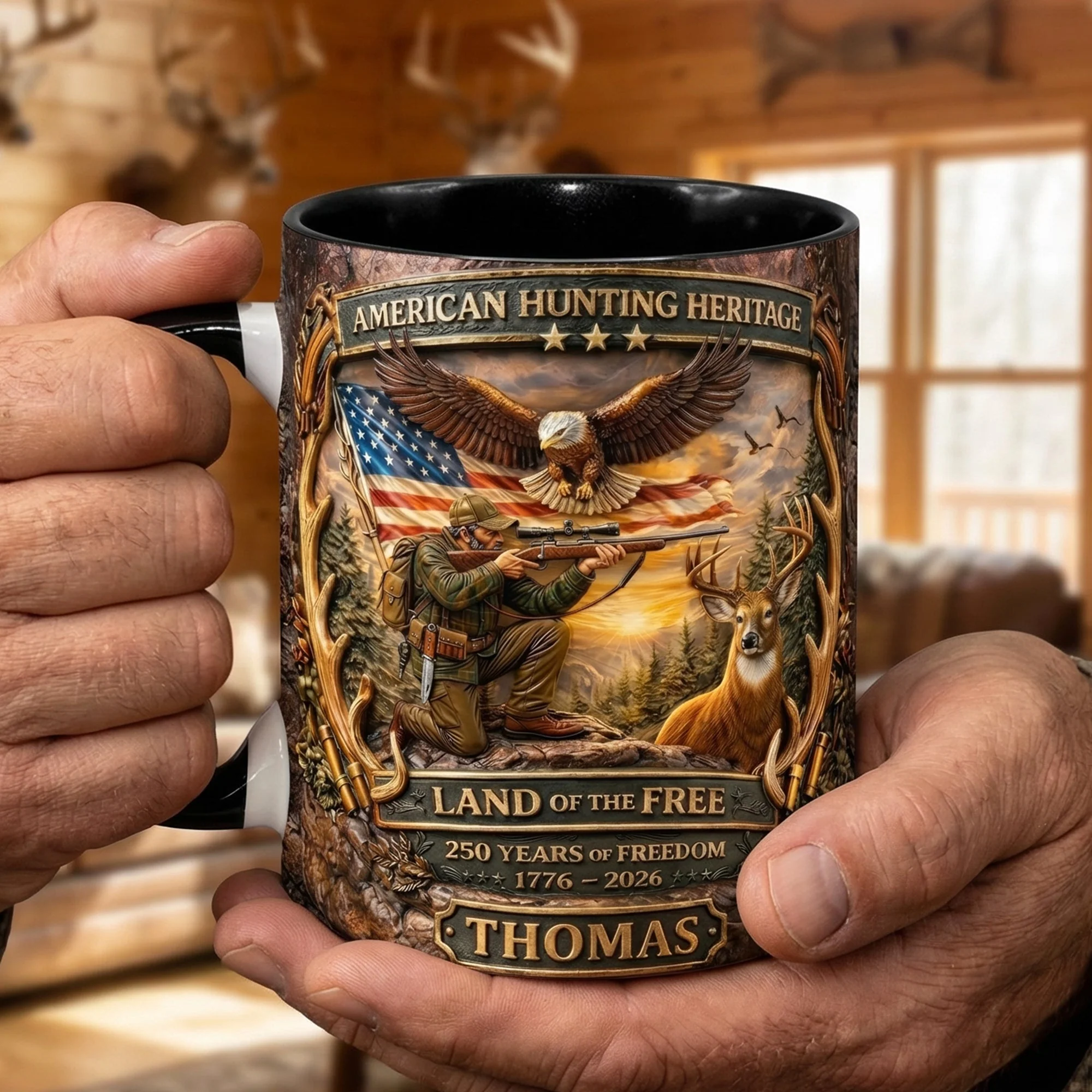 American Hunting Heritage Anniversary 250th Of Freedom - Personalized Accent Mug - Gifts For Hunters VD01