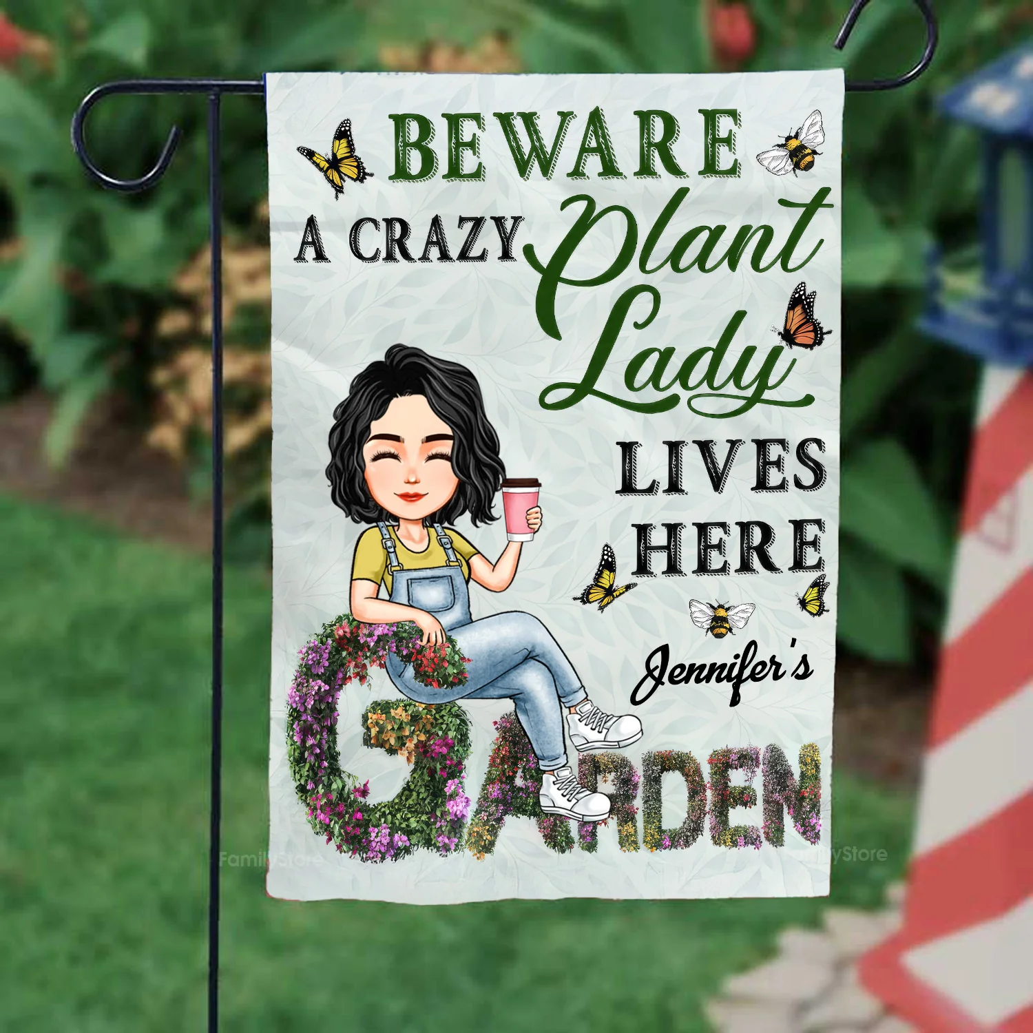 And Into The Garden I Go - Beware A Crazy Plant Lady Lives Her - Personalized Flag - Gift For Mom, Grandma, Mothers Day, Plant Lovers | GR21 NA94