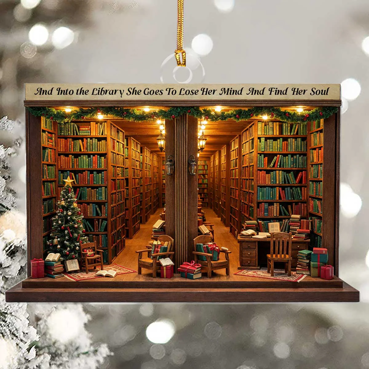 And Into the Library She Goes - Personalized Acrylic Ornament - Christmas Gift For Book Lovers, Her HH01 - Image 5