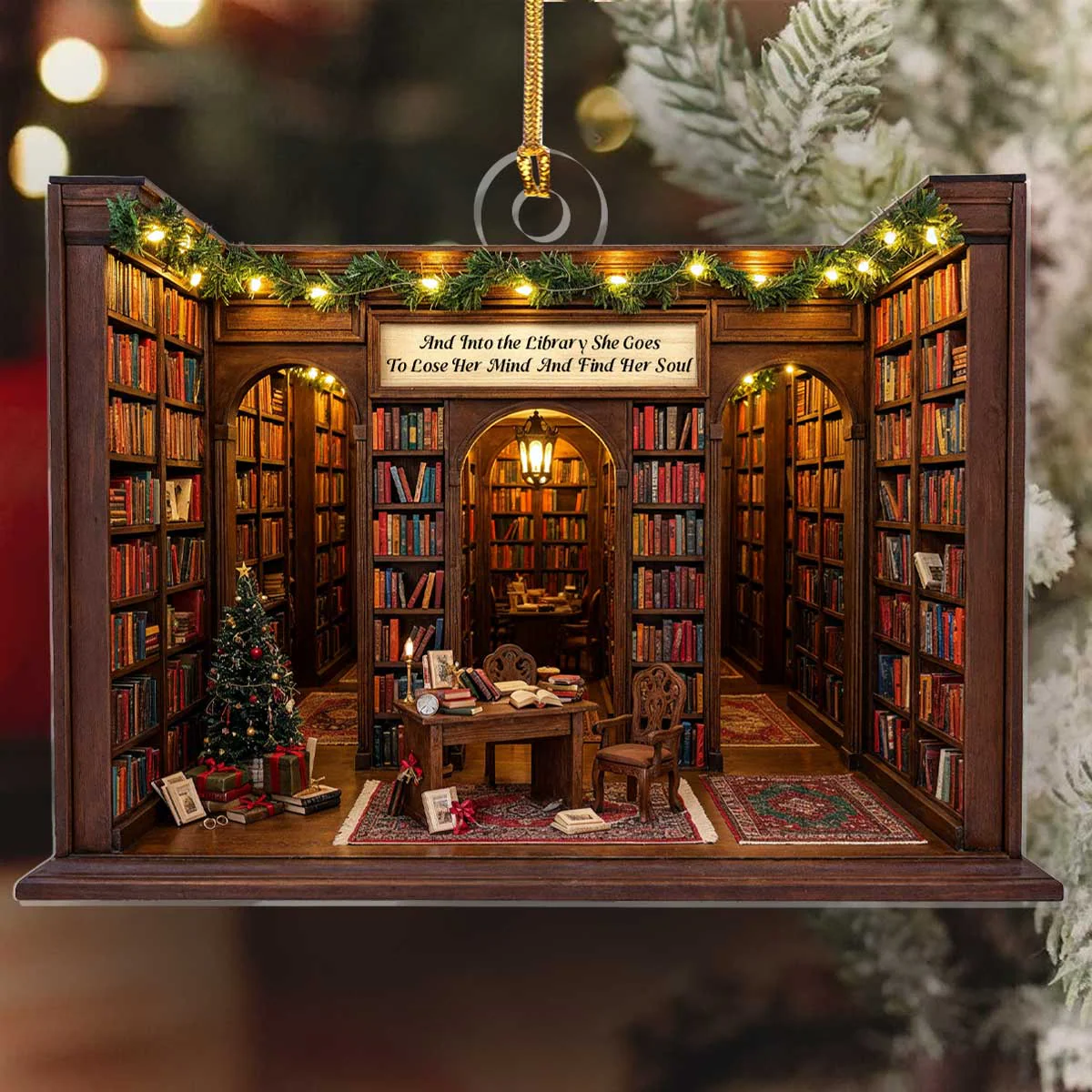 And Into the Library She Goes - Personalized Acrylic Ornament - Christmas Gift For Book Lovers, Her HH01 - Image 6