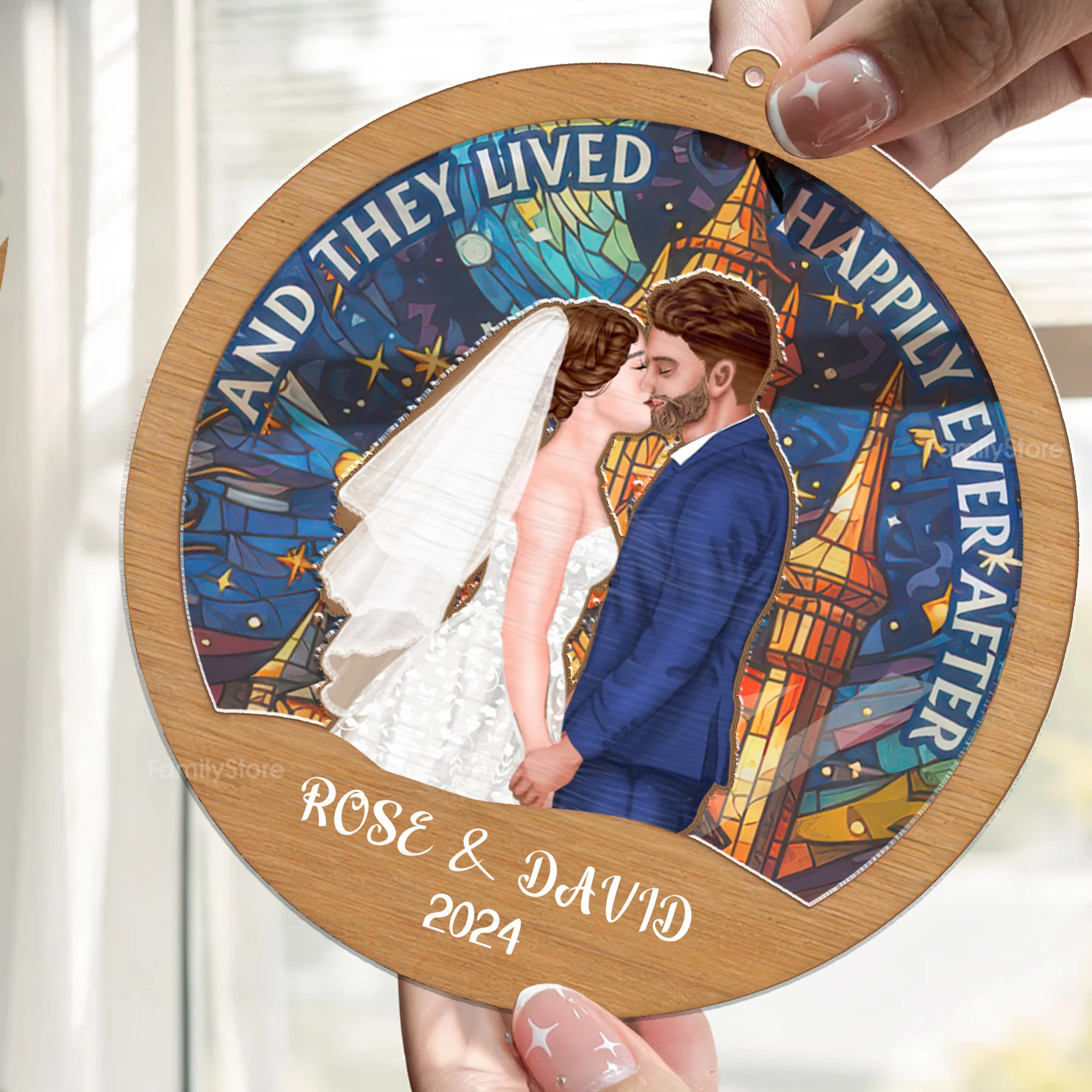 And They Lived Happily Ever After - Gift for Couples, Wedding - Window Window Hanging Suncatcher Ornament - CL30 NH96 - Image 2