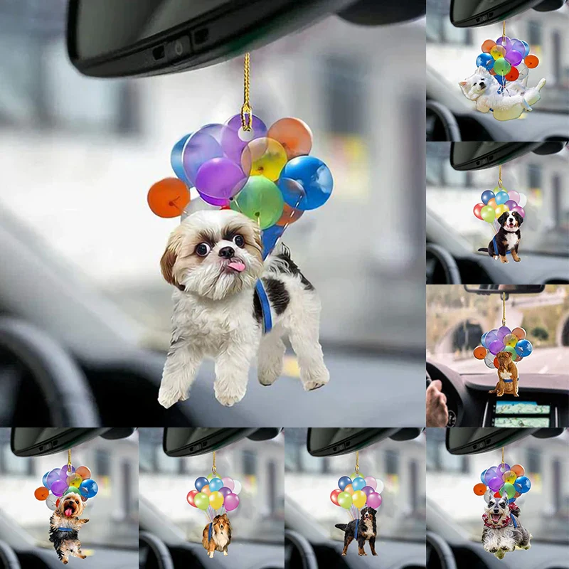 Animals Dog Fly With Bubbles Car Hanging Ornament - Custom Shape Arcylic Ornament PT - Image 2