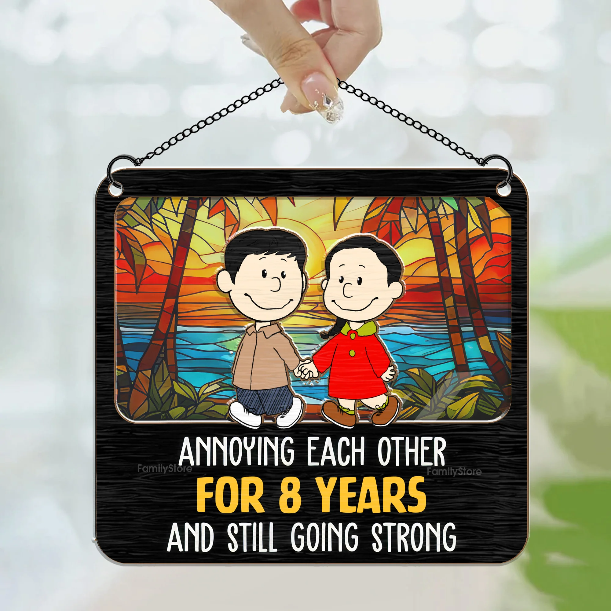 Annoying Each Other For 8 Years Peanut - Personalized Window Hanging Suncatcher Ornament - Gift For Couple, Husband Wife | CL43 NH96 - Image 2