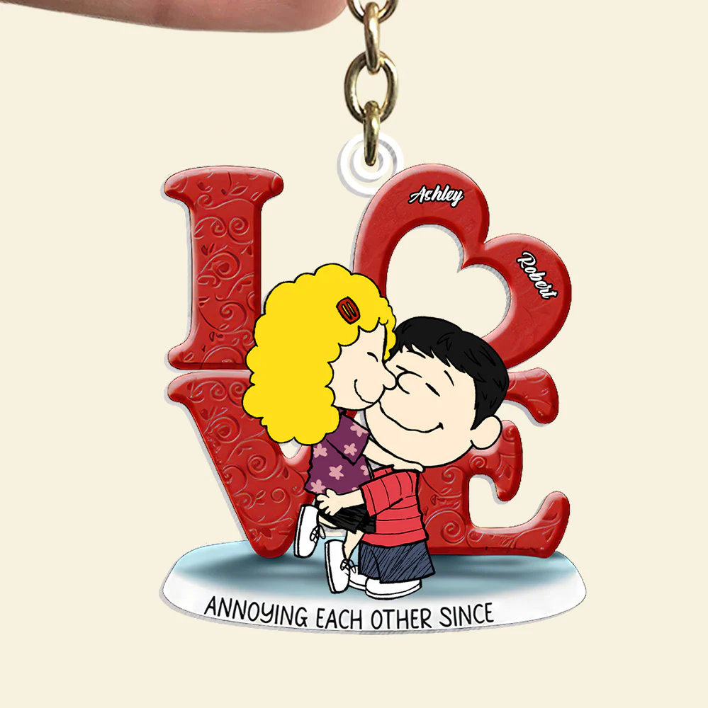 Annoying Each Other Peanut Couple - Personalized Keychain - Gift For Couple, Husband Wife | GR8 NH96 - Image 2