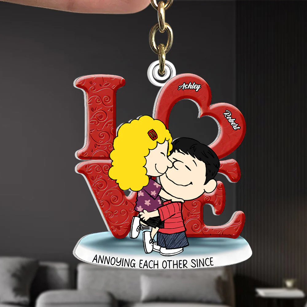 Annoying Each Other Peanut Couple - Personalized Keychain - Gift For Couple, Husband Wife | GR8 NH96 - Image 3