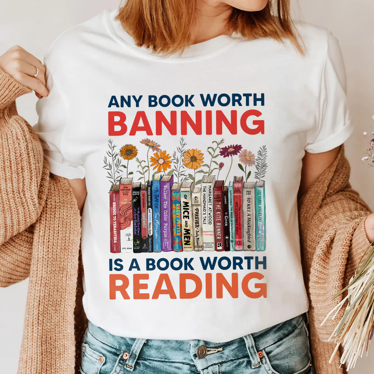 Any Book Worth Banning Is A Book Worth Reading - 2D T-Shirt - Gift For Book Lovers 0821_07 HH01 - Image 6