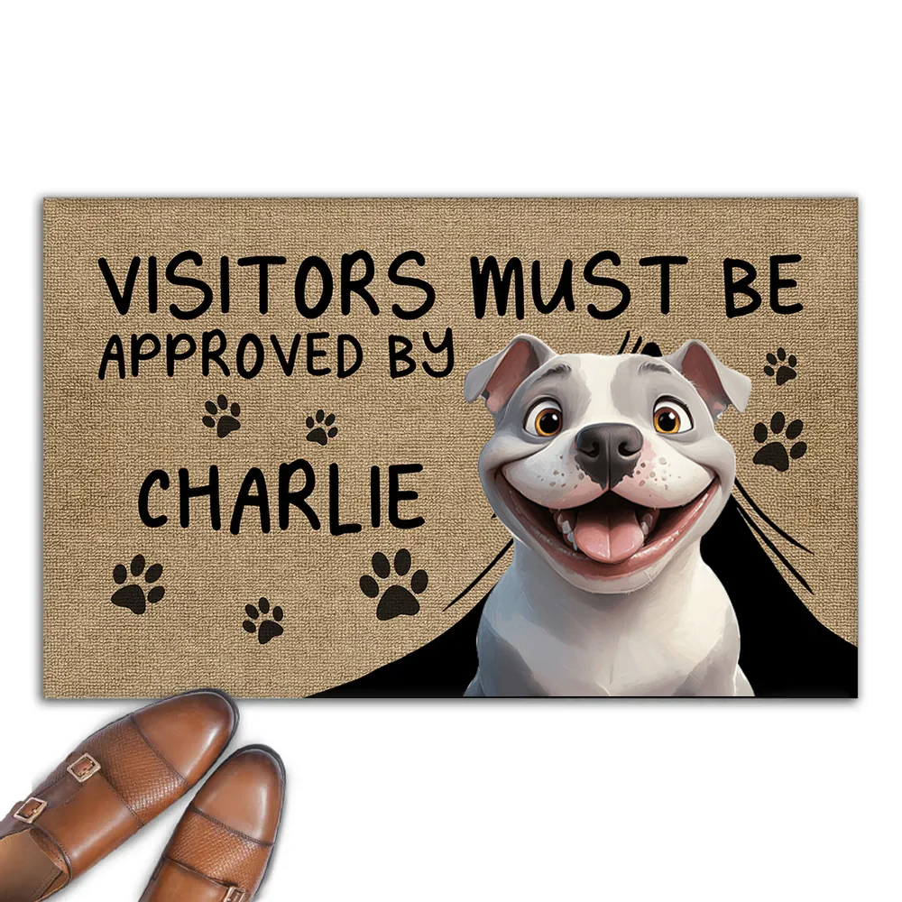 Approved By Dog Cartoon - Personalized Doormat - Gifts For Pet Owners, Pet Lovers, Dog Mom | CLP15 HH01