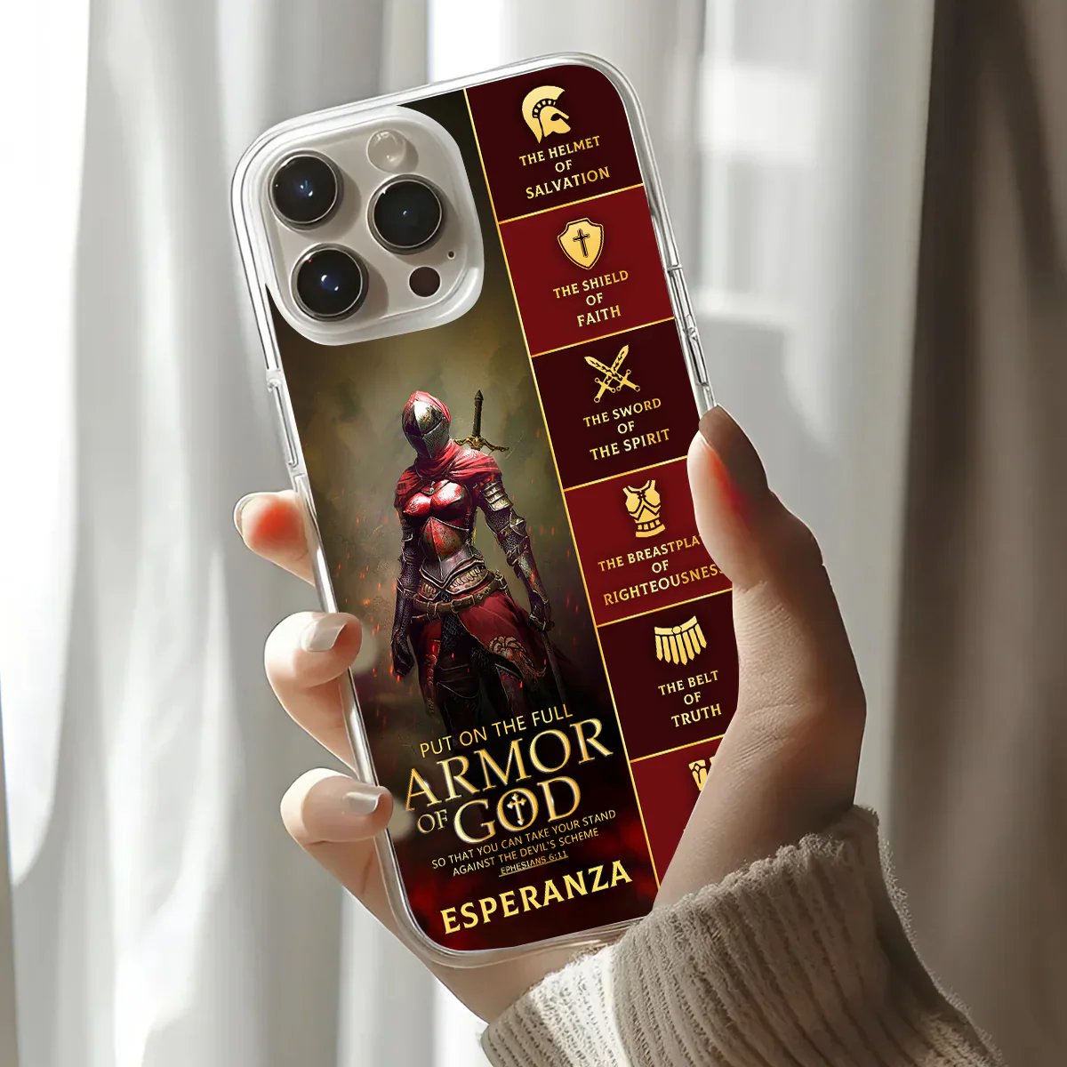 Armor Of God | Personalized Clear Silicone Phone Case - Image 3