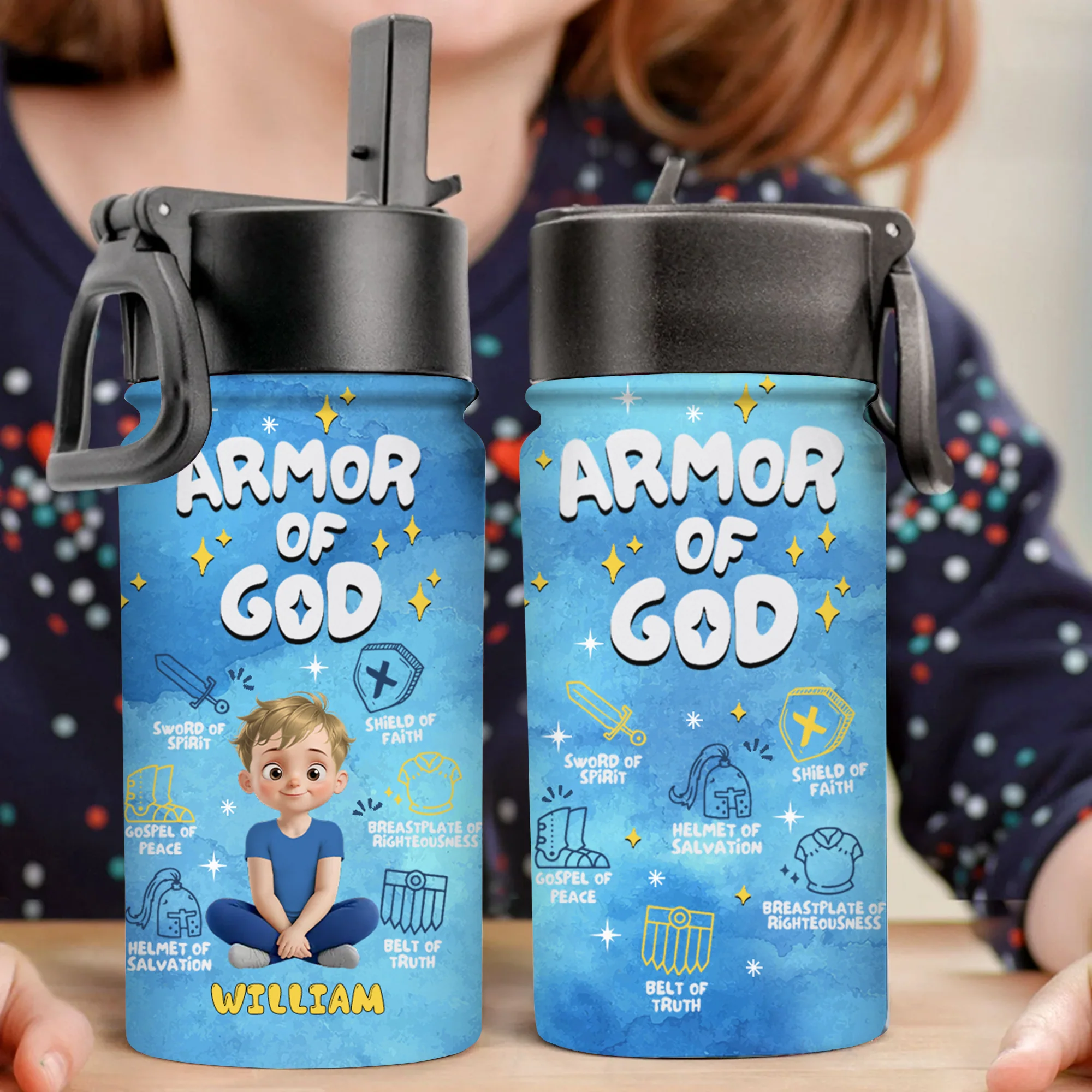 Armor Of God - Personalized Kid Water Bottle - Back To School Gift For Kids | GR25 TD118 - Image 3